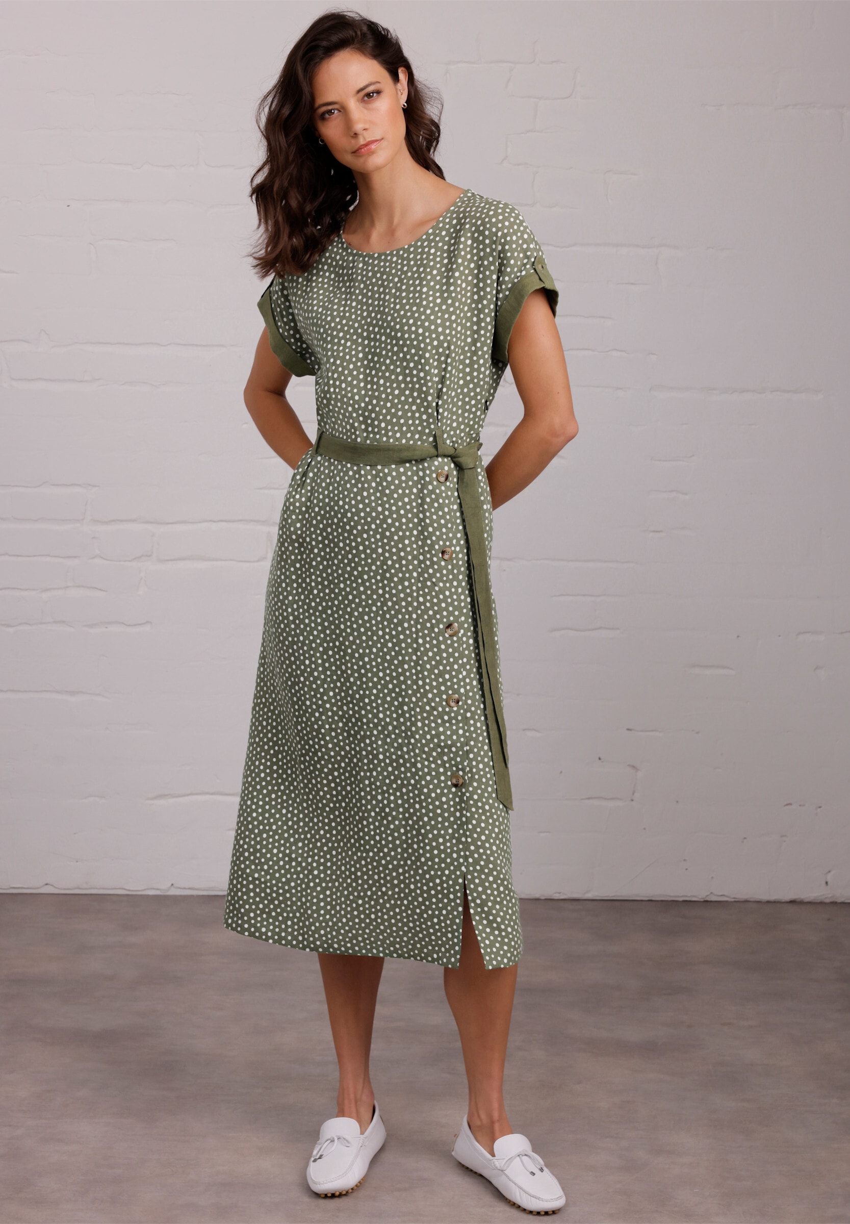 creation L Sommerkleid »Leinen-Kleid Druckkleid aus reinem Leinen« Ohne Taschen