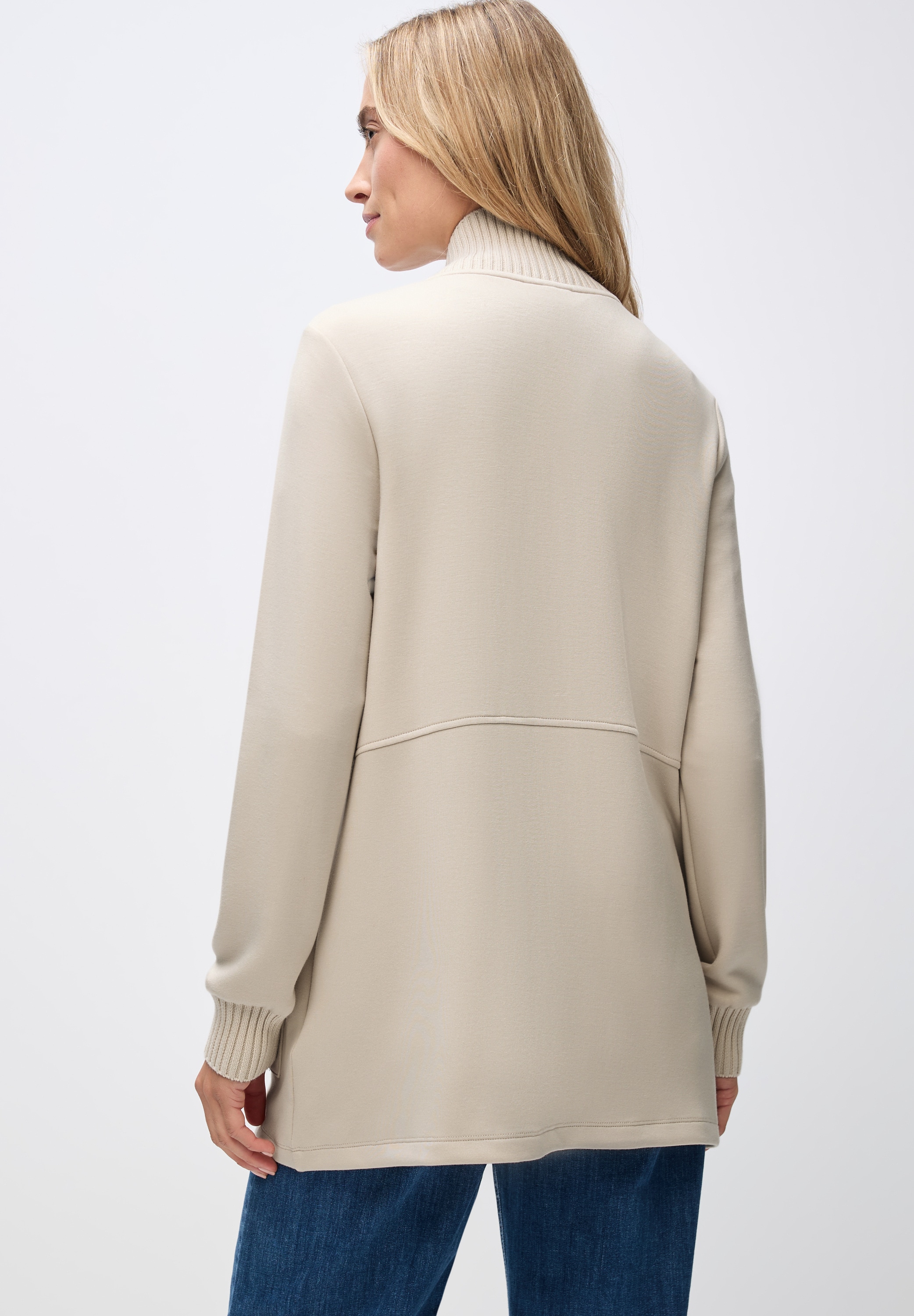 STREET ONE Sweatjacke mit Strickdetails und Stehkragen