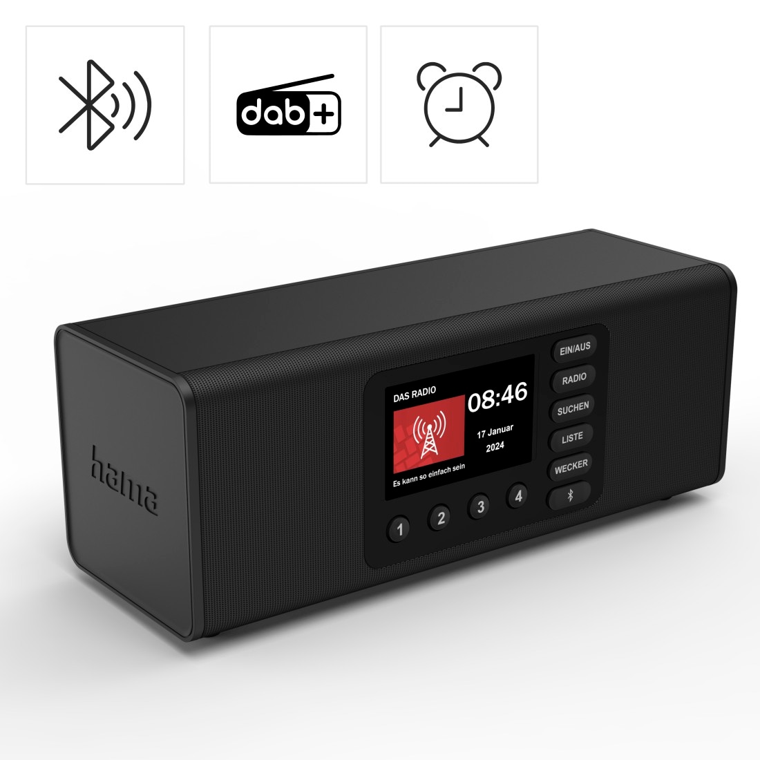 Hama Digitalradio (DAB+) »DAB-Radio (mit Bluetooth, Stereo, Digitalradio, FM/DAB+, Radiowecker)« ( 10 W)