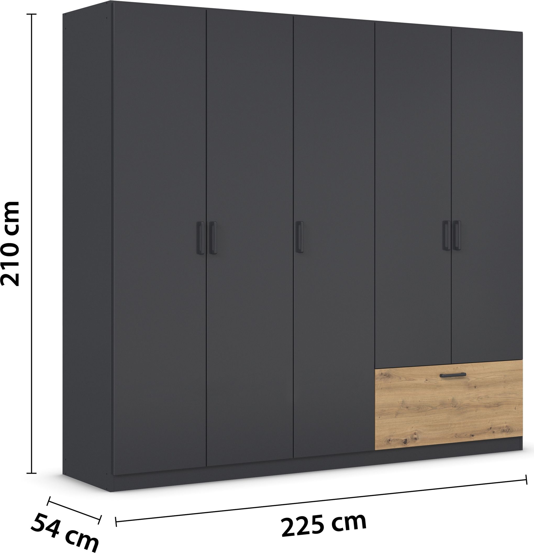 rauch Drehtürenschrank »Kleiderschrank Schrank Garderobe Wäscheschrank BARI« mit Schubasten außen, moderner Griff in Graumetallic MADE IN GERMANY