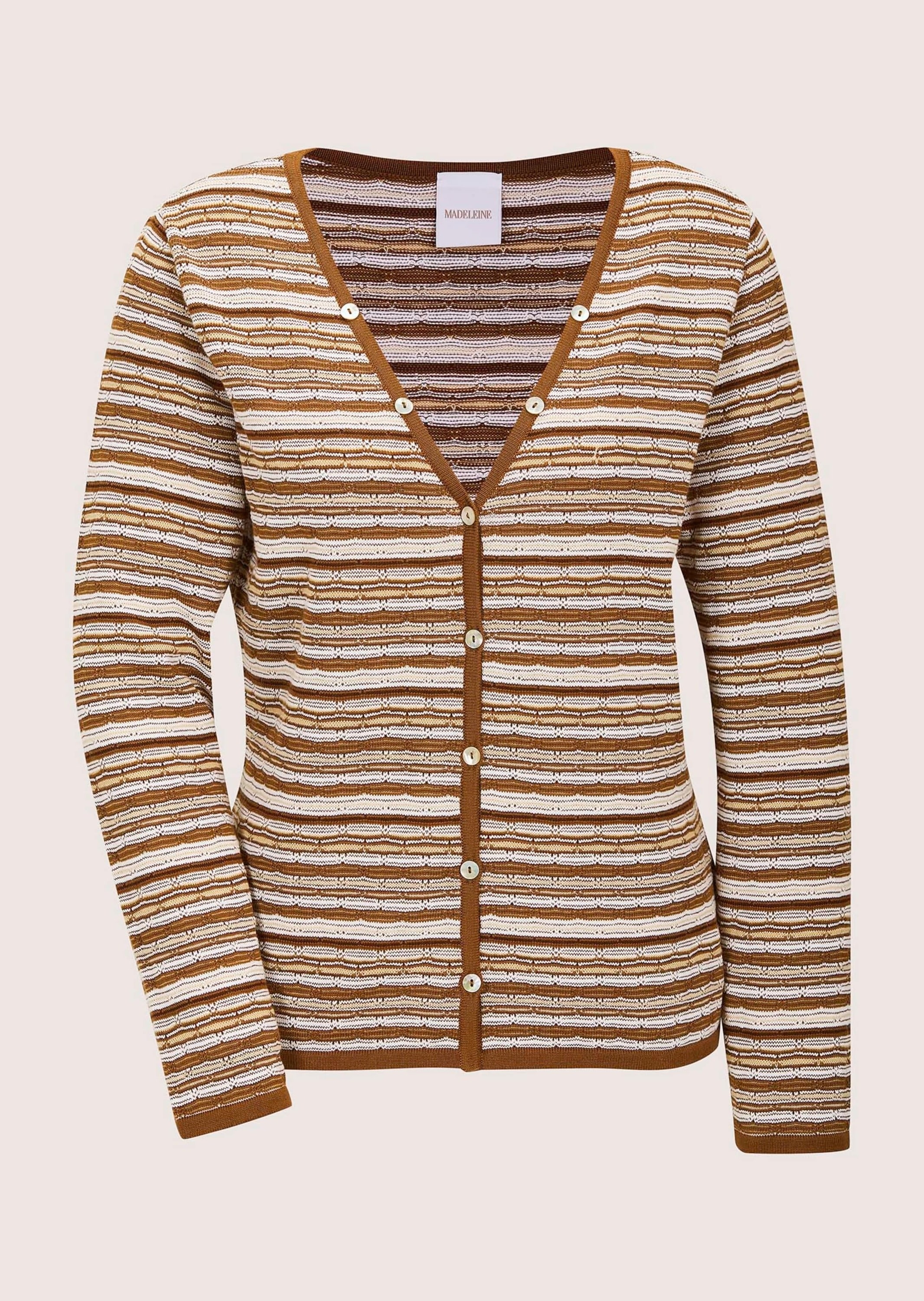 MADELEINE Strickjacke »Strickjacke Schmale Strickjacke mit mehrfarbigem Streifenmuster«