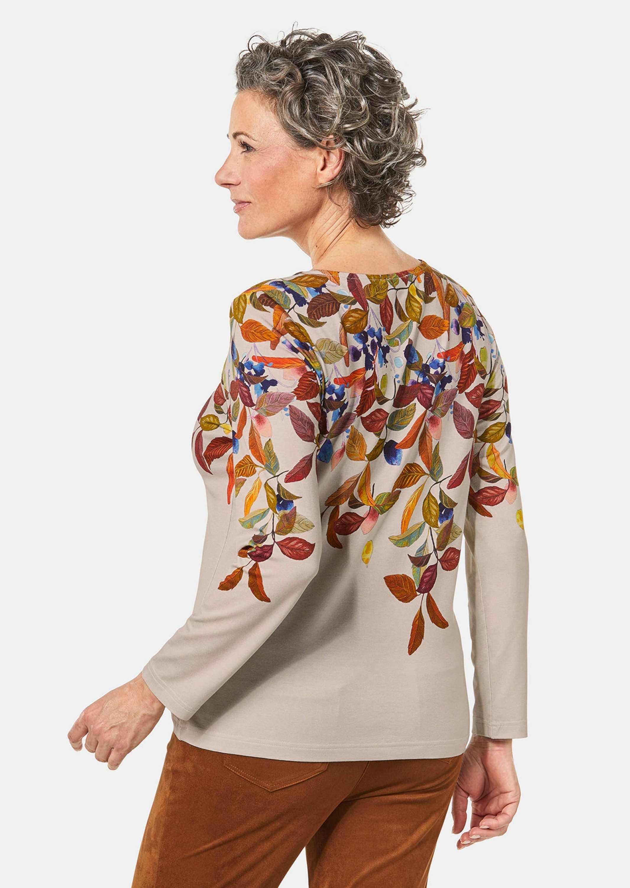 GOLDNER Longpullover »Kurzgröße Bezauberndes Druckshirt mit Motivdruck«