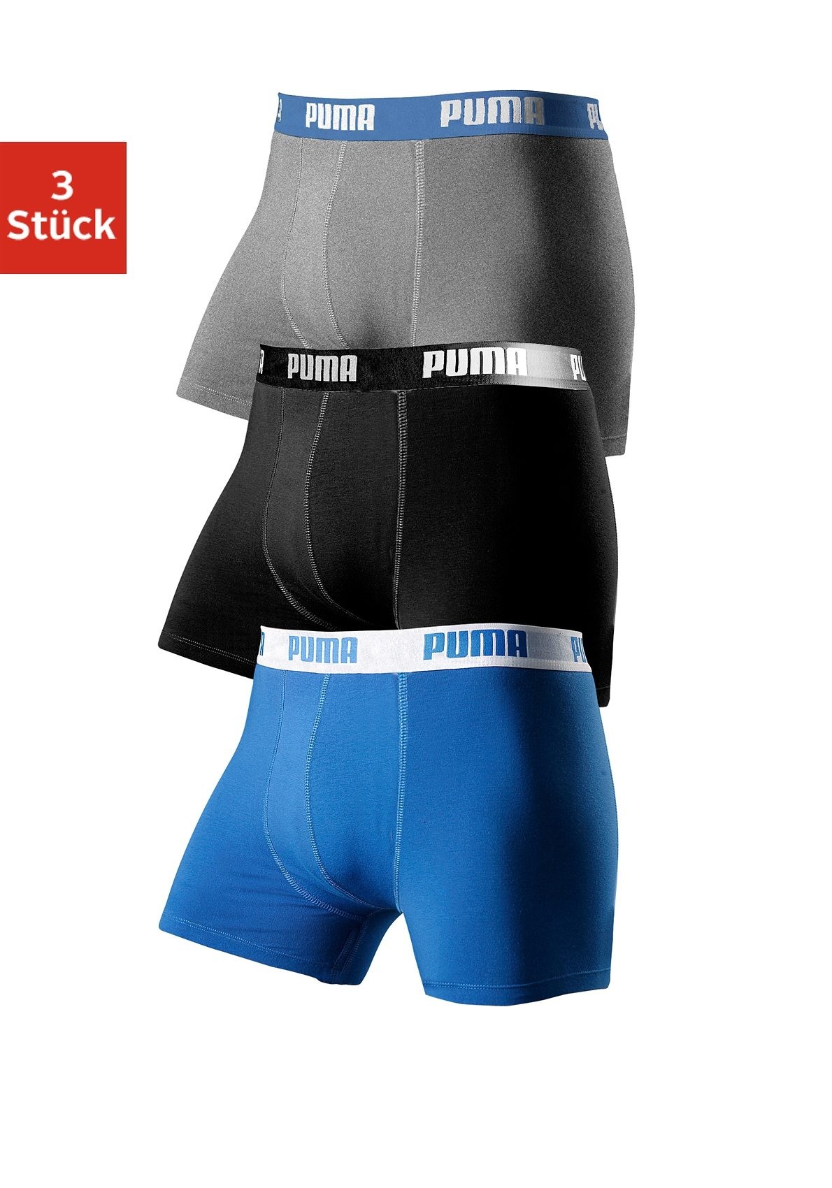 PUMA Boxer, (Packung, 3er-Pack), mit Marken-Logo im Bund