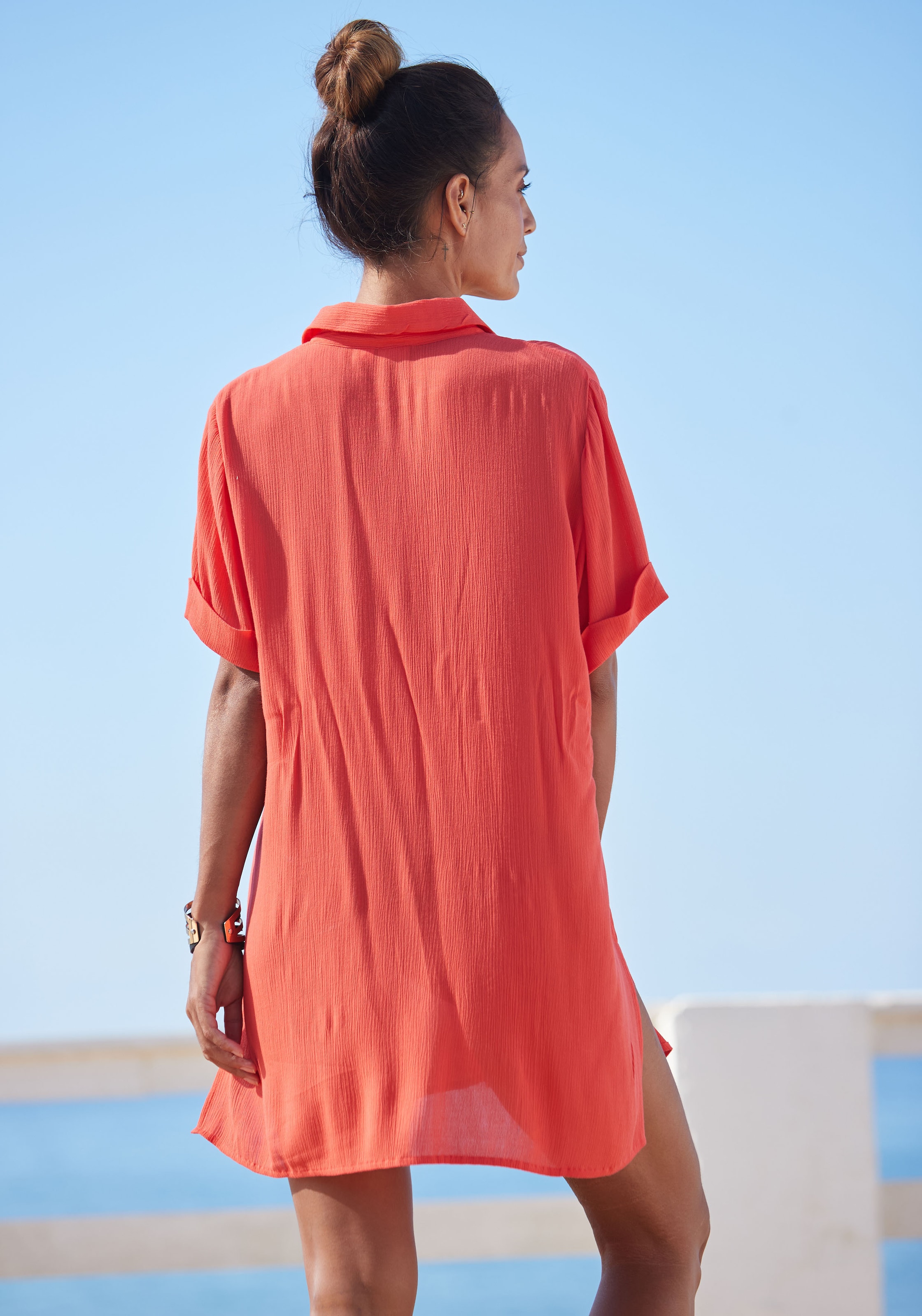 LASCANA Longbluse, Blusenkleid, sommerlich Knopfleiste, bei kaufen OTTO mit Kurzarmbluse