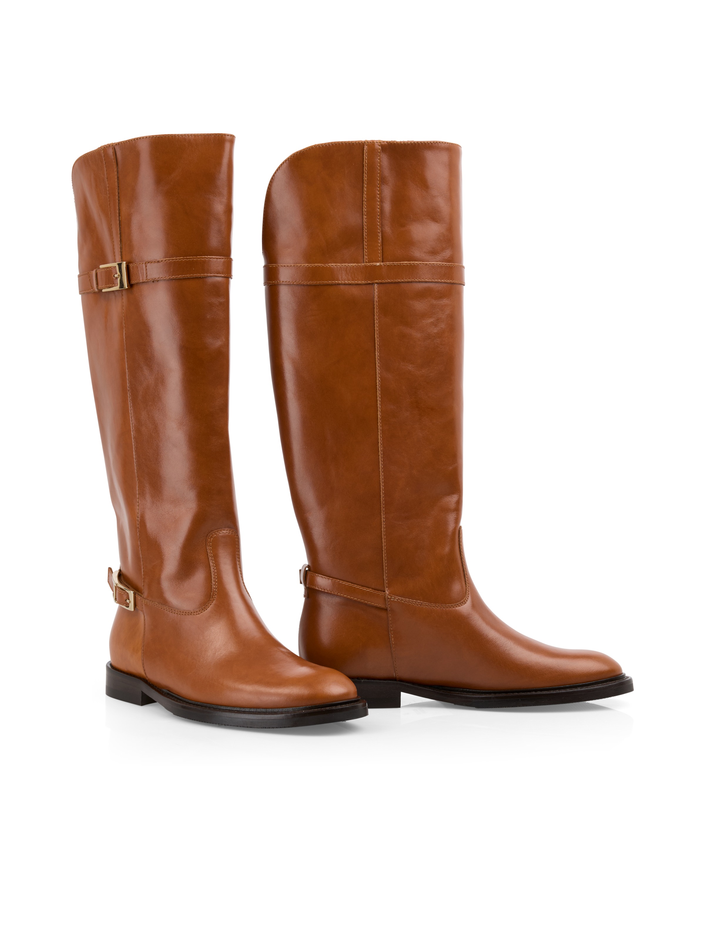 Marc Cain Schlupfstiefel  Blockabsatz, Langschaftstiefel mit Zierschnallen und Ziernähten