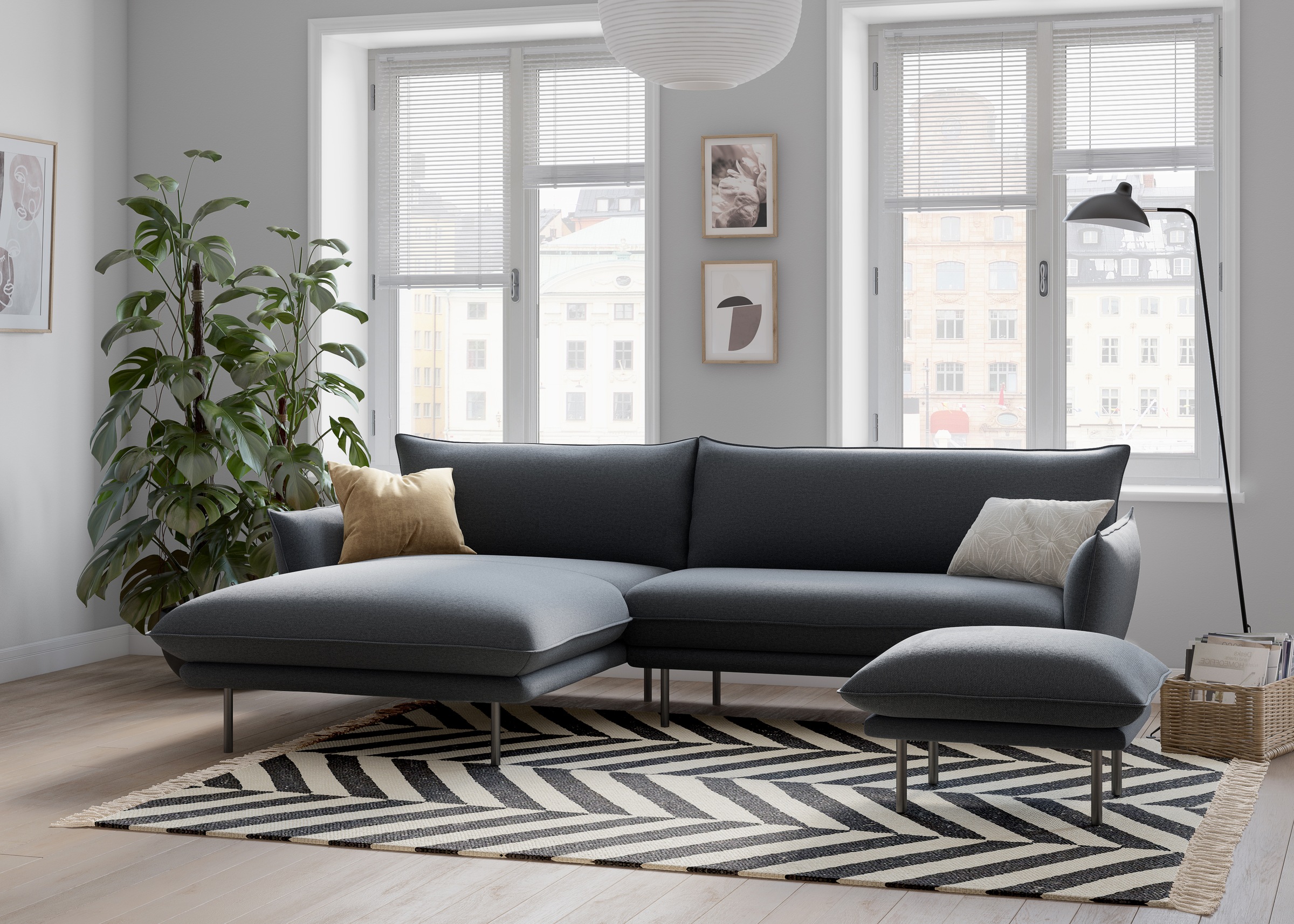 andas Ecksofa »Stine L-Form«, Besonderes Design durch Kissenoptik und Keder, by Morten Georgsen