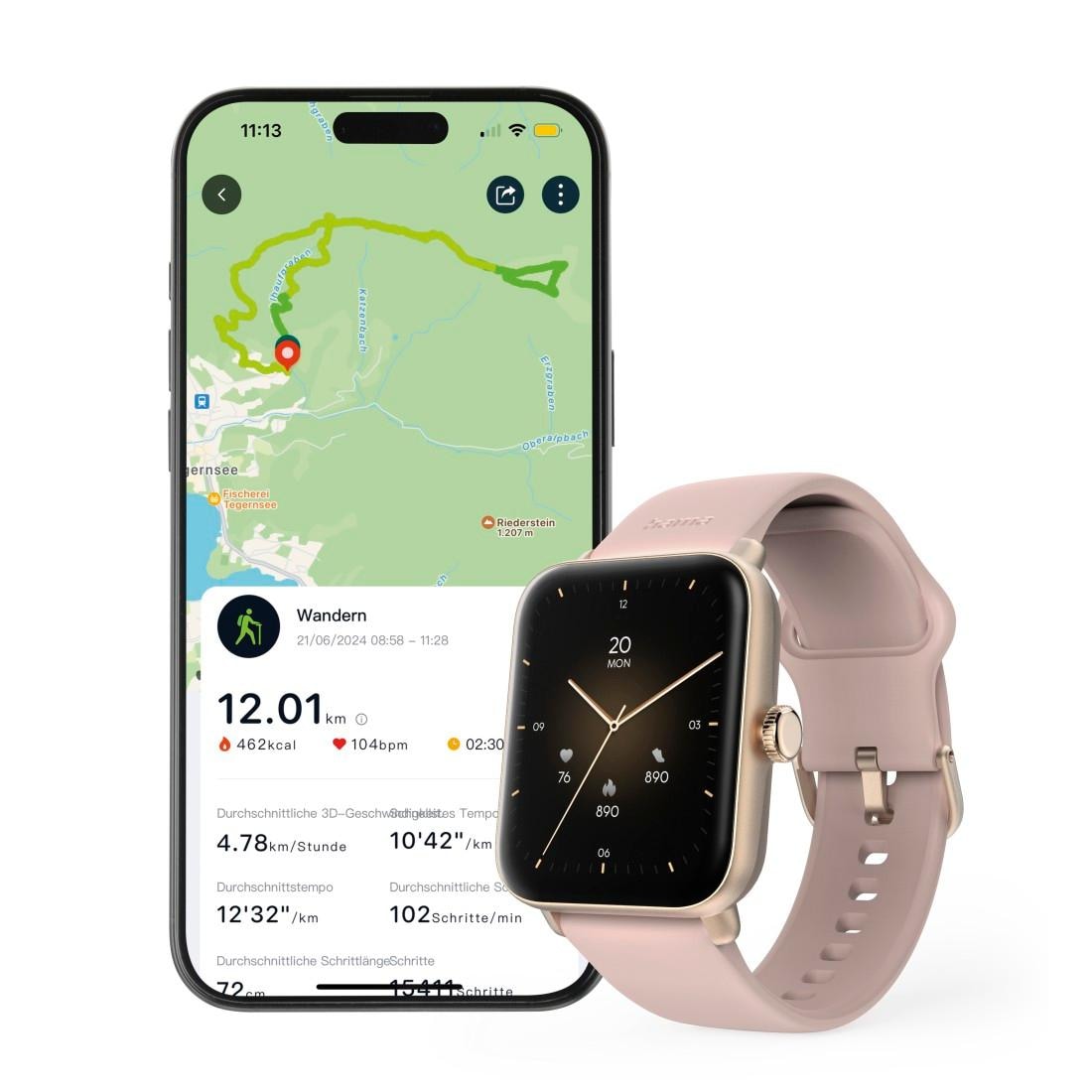 Hama Smartwatch »Smartwatch 1,65“ mit GPS (Fitness, Puls, wasserdicht)«(/ 1,65 ″)