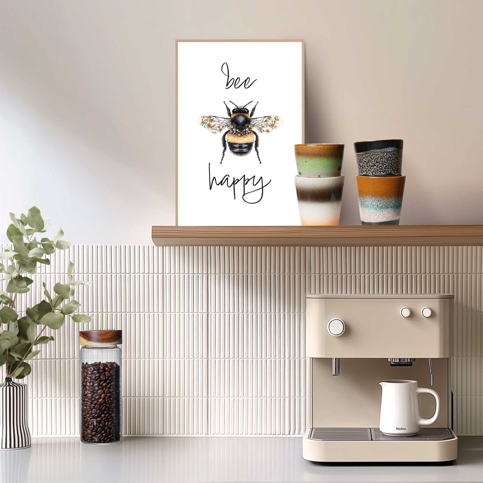 Reinders! Poster »Bee Happy«, Küche - Gelb - MDF - Tiere - 20x30 cm