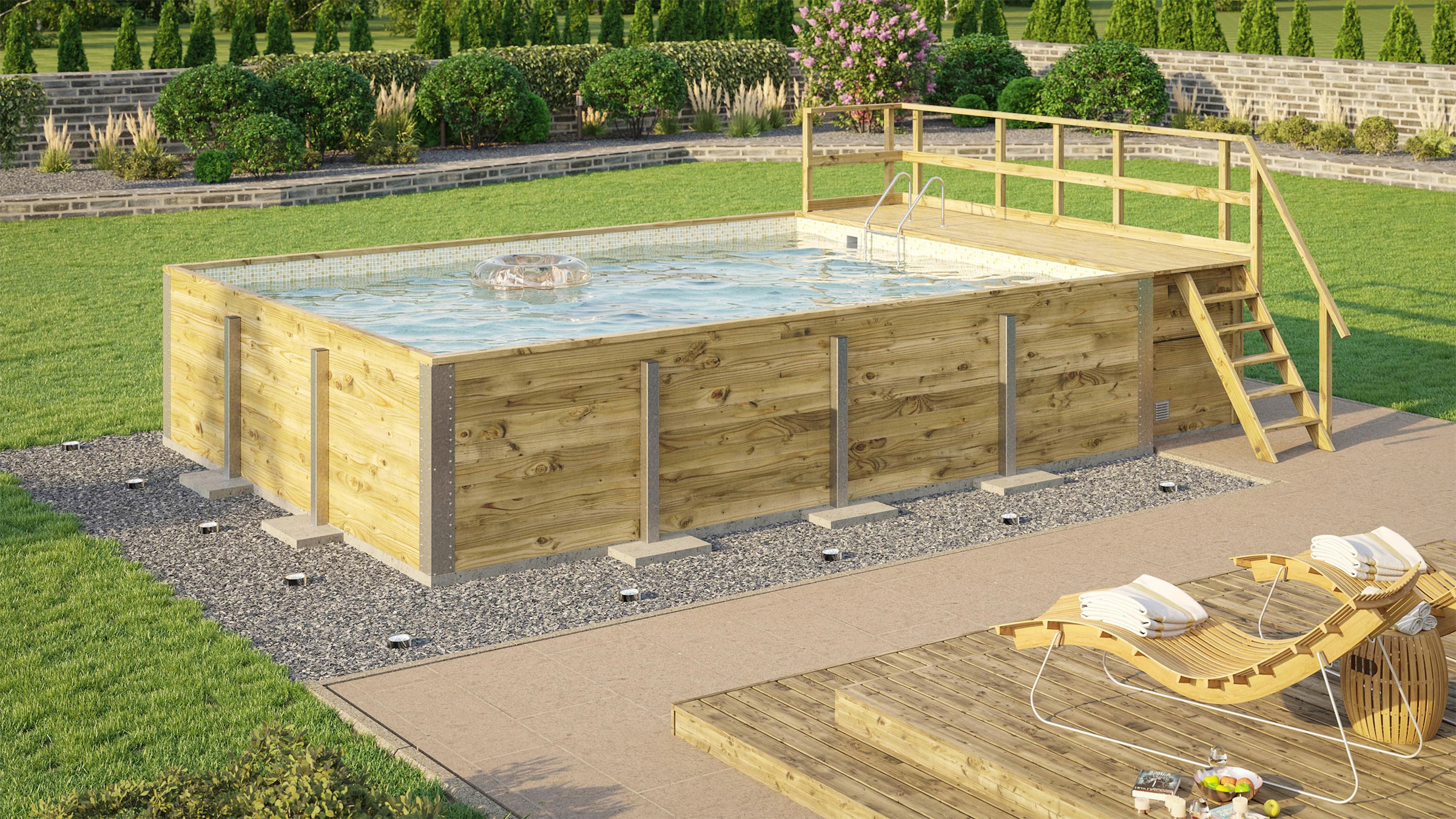 weka Rechteckpool »595 Gr. 2 mit Sonnendeck und Technikraum«, (Set, 10 tlg.), BxLxH: 416x644x116 cm