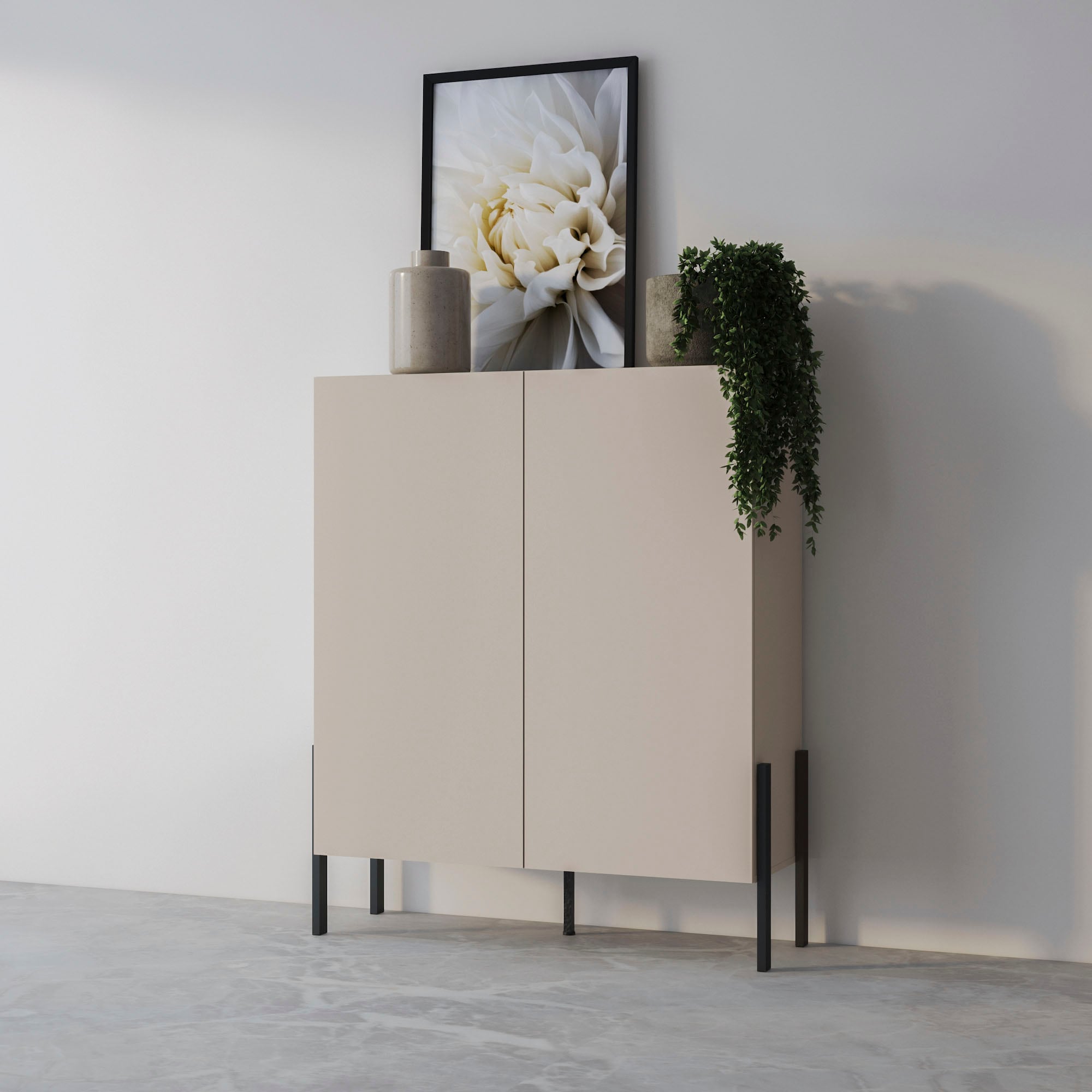 INOSIGN Kommode »Jukon, Breite 110 cm, moderne grifflose Hochschrank, 2Türen«, Highboard mit viel Stauraum, push-to-open-Funktion