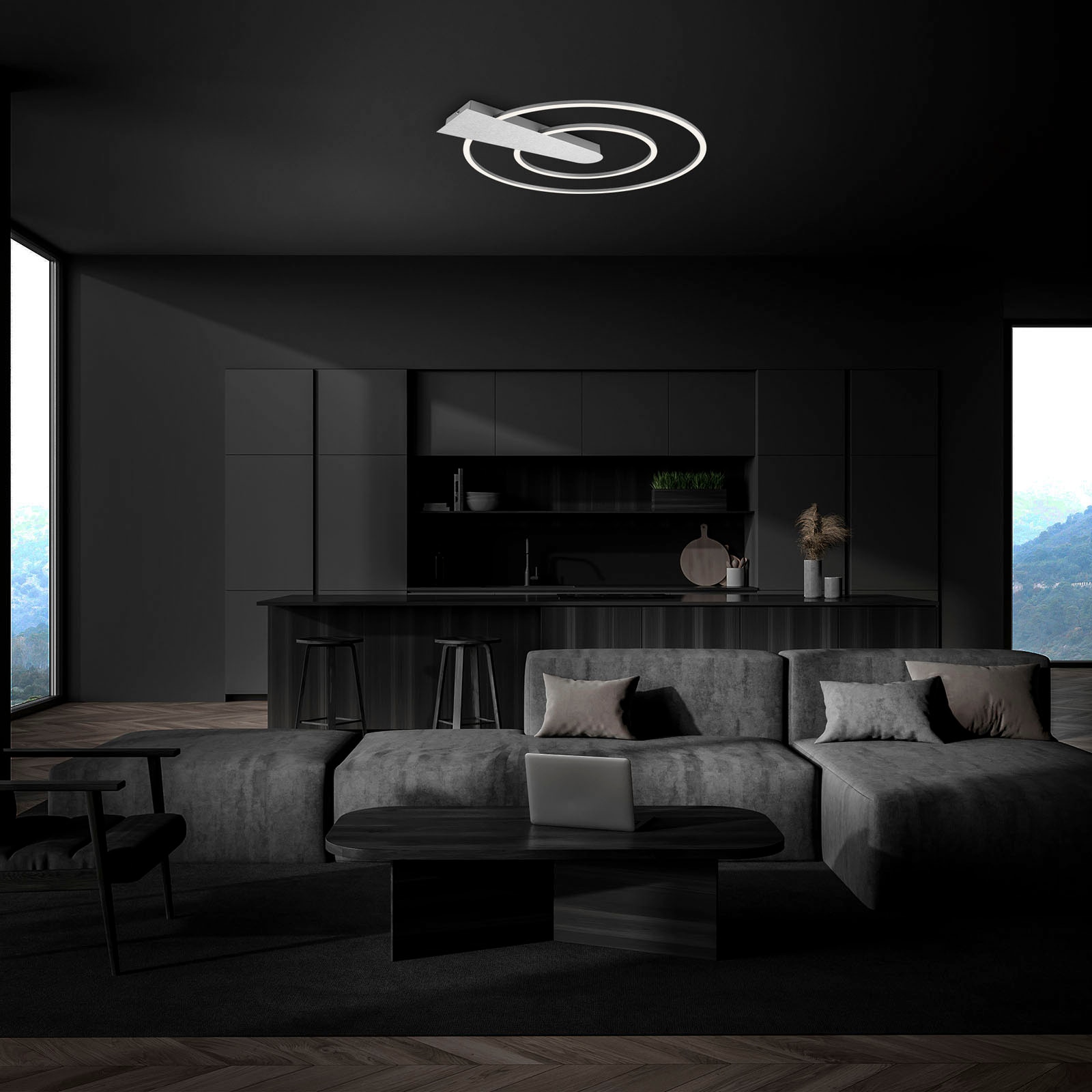 Briloner Leuchten Deckenleuchte »Deckenleuchte NICO DUO«, aluminiumfarbig, LED, dimmbar, 3000 Lumen, Deckenlampe