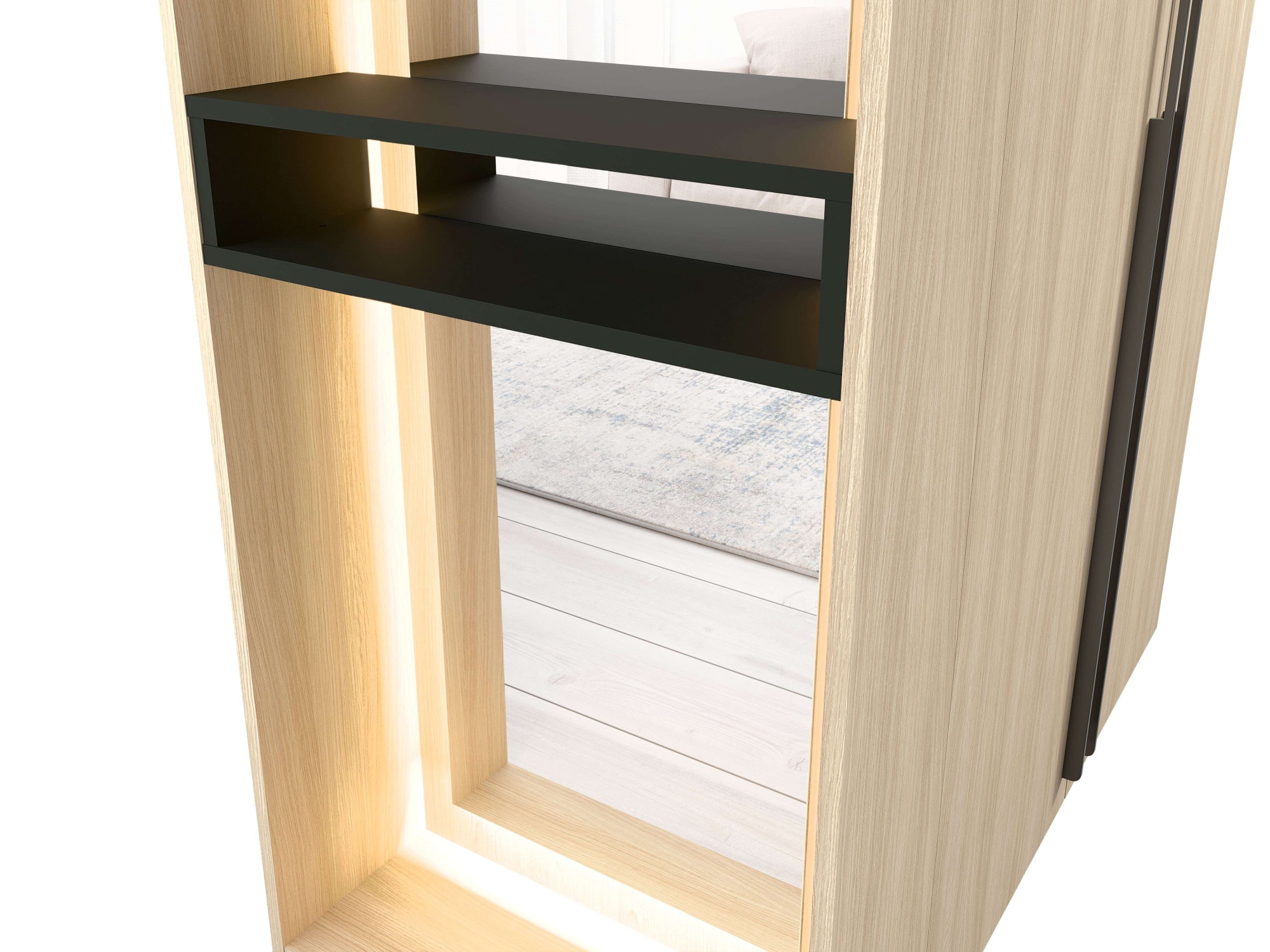 Home affaire Kleiderschrank »TRENTO Garderobe, Wäscheschrank mit großem Spiegel und LED-Beleuchtung«, mit Kleiderstange oder Einlegeböden, Maße B/H/T: 111/208/58 cm