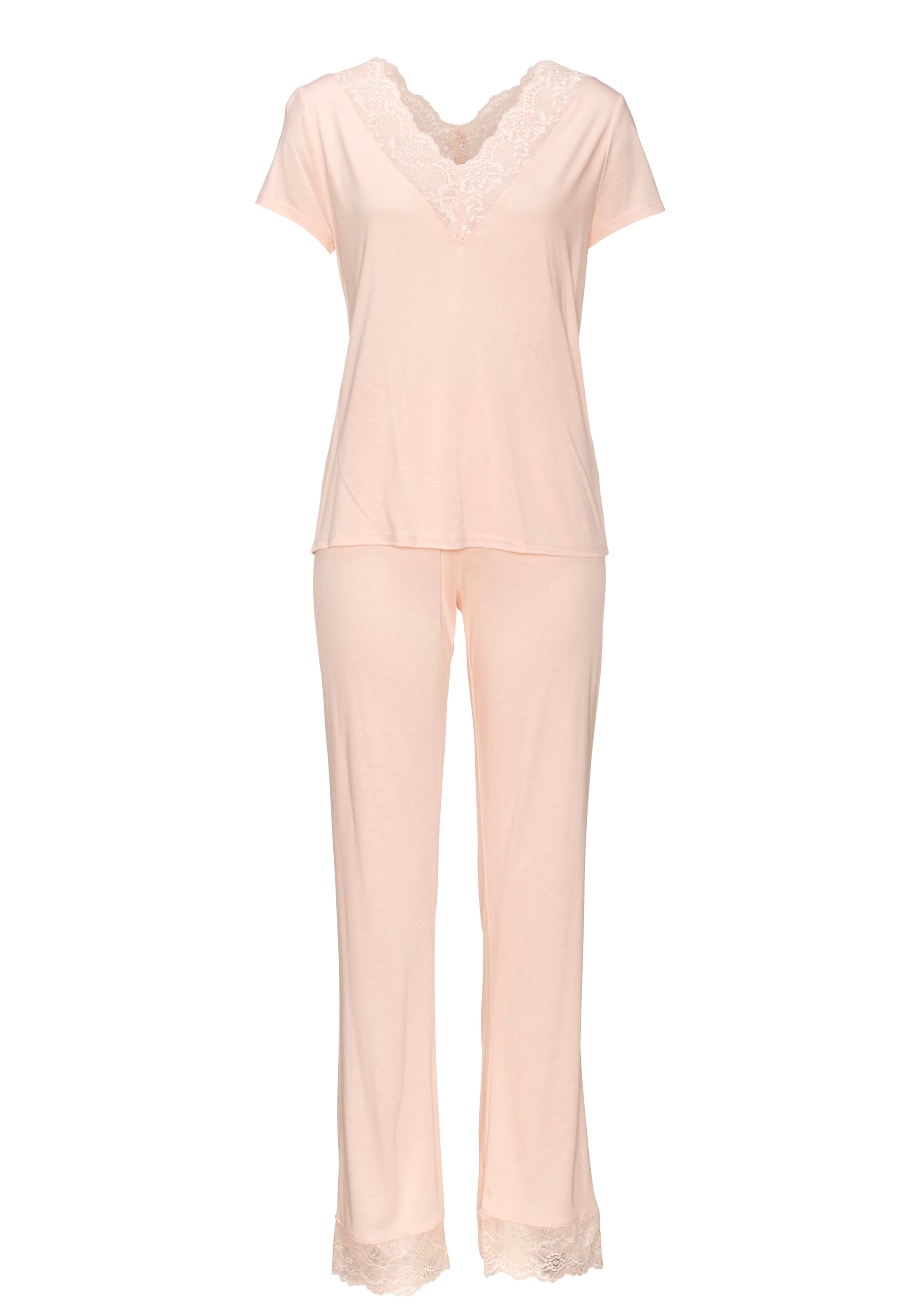 LASCANA Pyjama, (2 tlg., 1 Stück), mit Spitzendetails bestellen bei OTTO