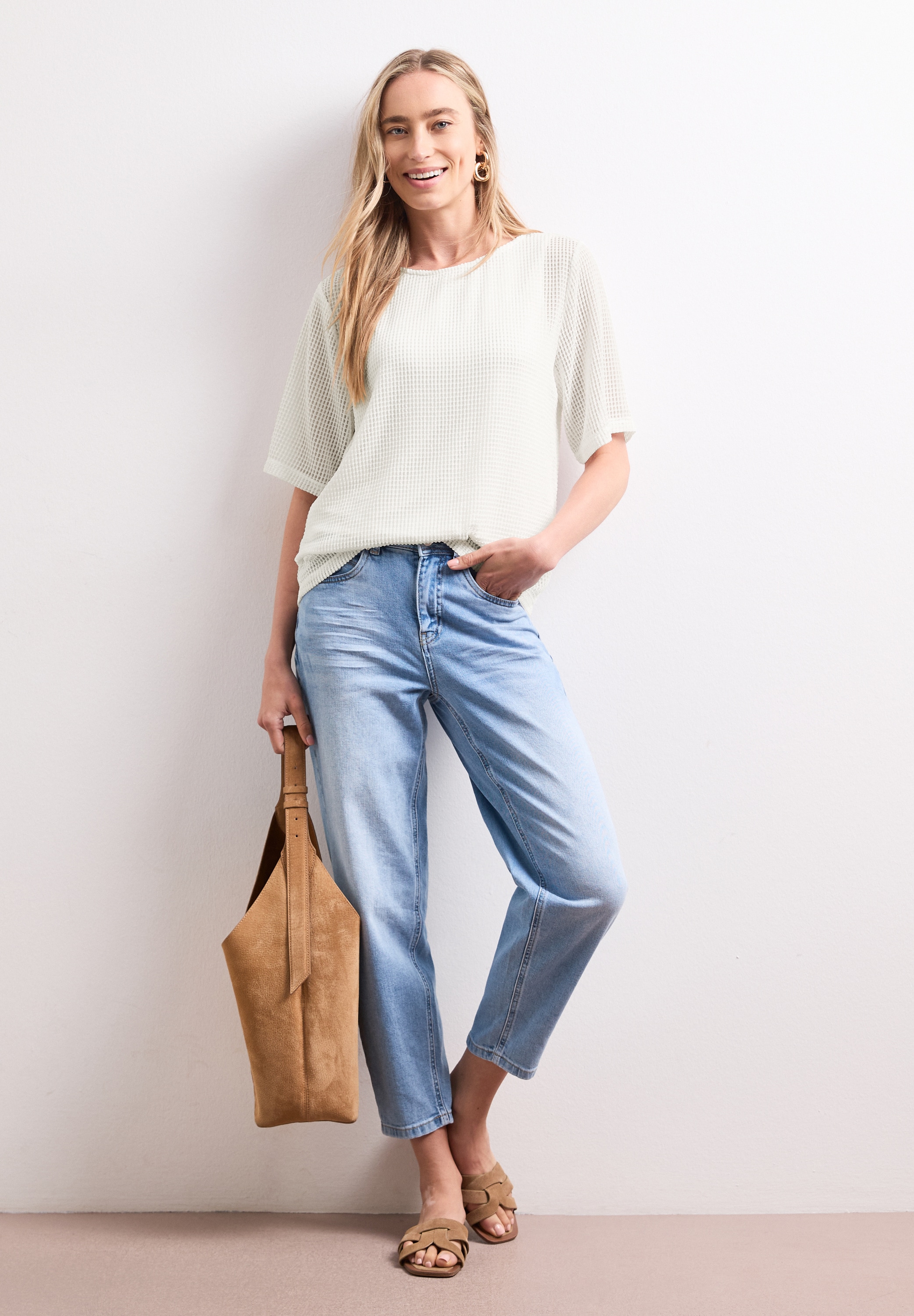 STREET ONE 2-in-1-Shirt Sommershirt aus Mesh mit U-Boot-Ausschnitt
