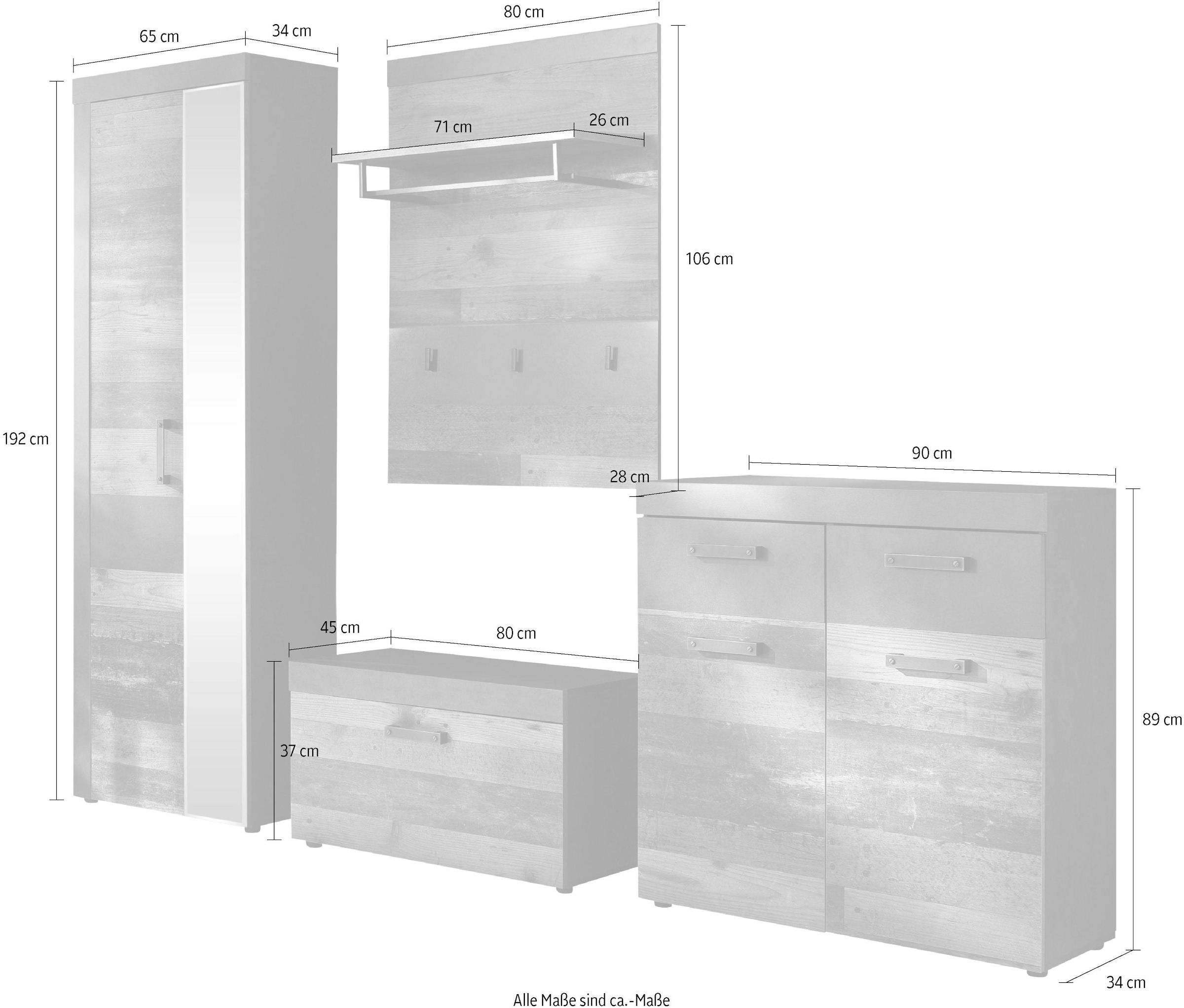 INOSIGN Garderoben-Set »Ilana«, (Set, 4 St.), moderner Industrial Style  bestellen bei OTTO
