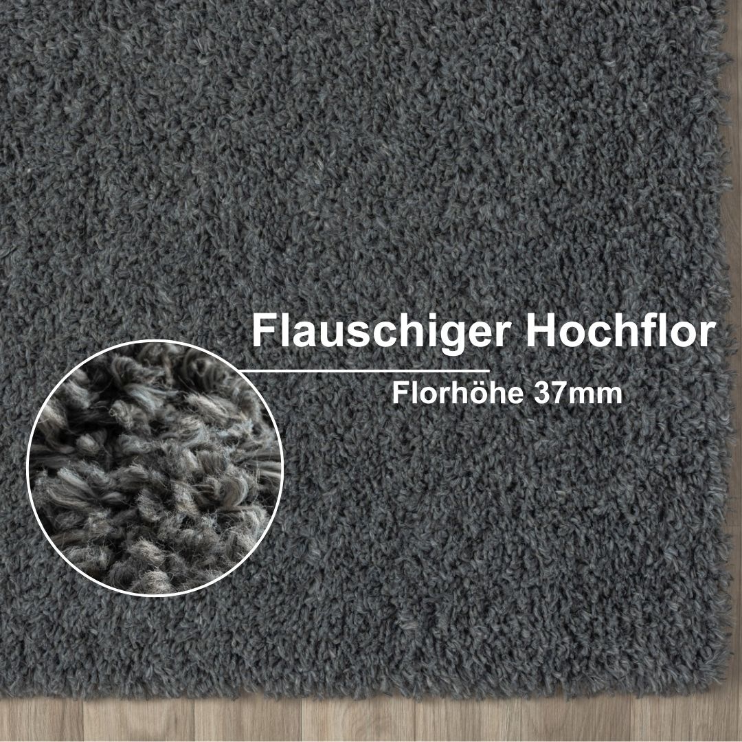 Myflair Möbel & Accessoires Hochflor-Teppich »My Shaggy«, rechteckig, 37 mm Höhe, Shaggy, Uni-Farben, leicht glänzend, Microfaser, extra flauschig