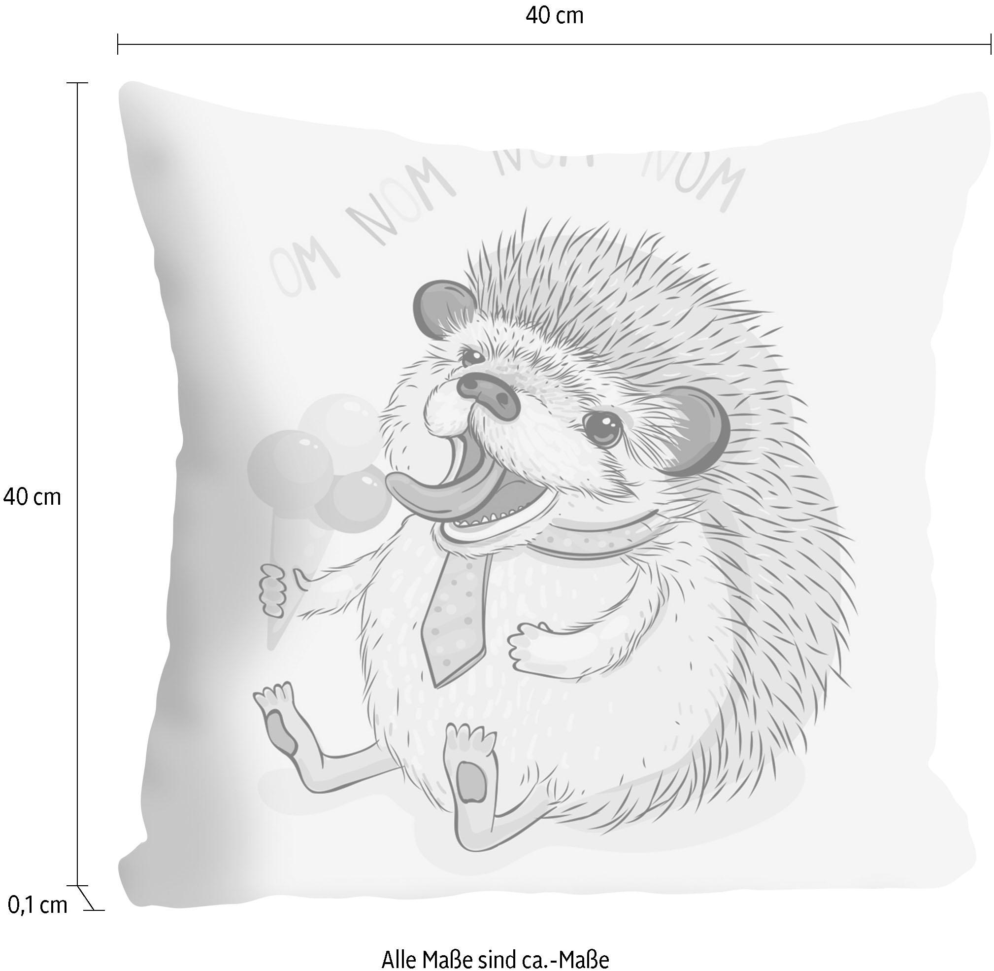 queence Dekokissen »»Nom Nom«« mit kleinem Igel, Kissenhülle ohne Füllung, 1 Stück