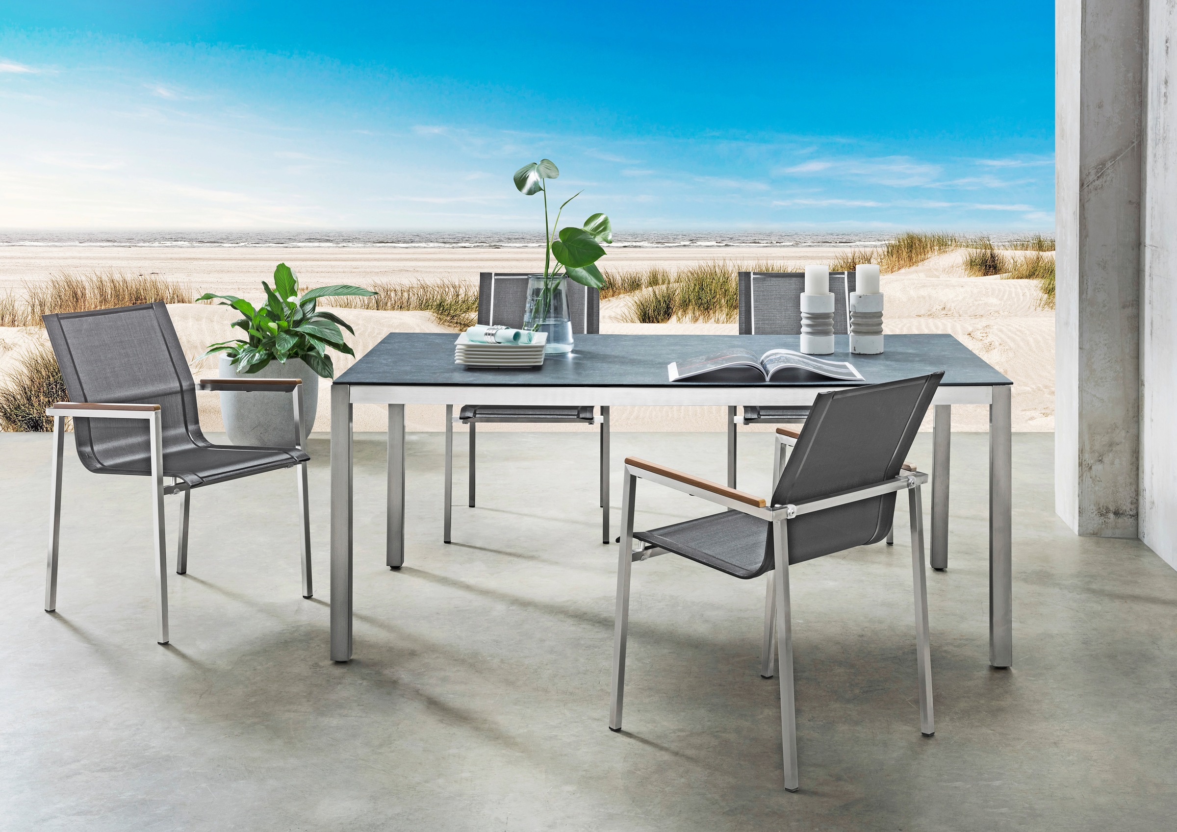 Destiny Garten-Essgruppe »Altos-Sao Paulo«, Tisch 100x180 cm, 4 Stühle