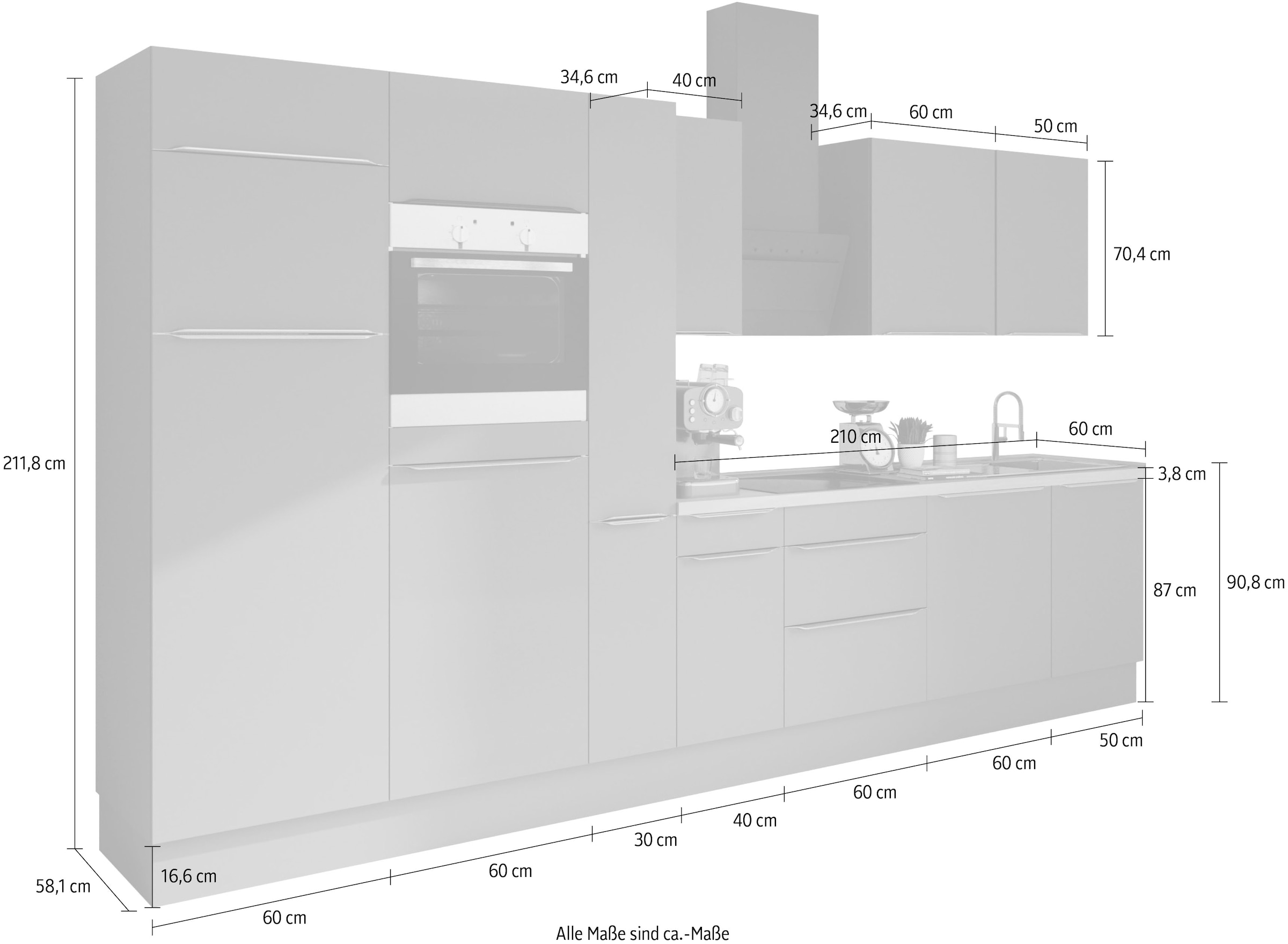 OPTIFIT Küchenzeile OTTO cm »Aken«, 360 E-Geräten, mit bei Breite bestellen