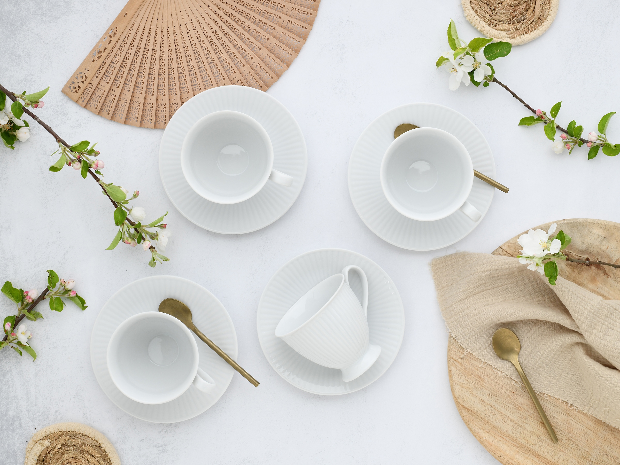 CreaTable Tasse »Valencia Weiß, Kaffeeset, 12-tlg.« Elegant, Boho Chic