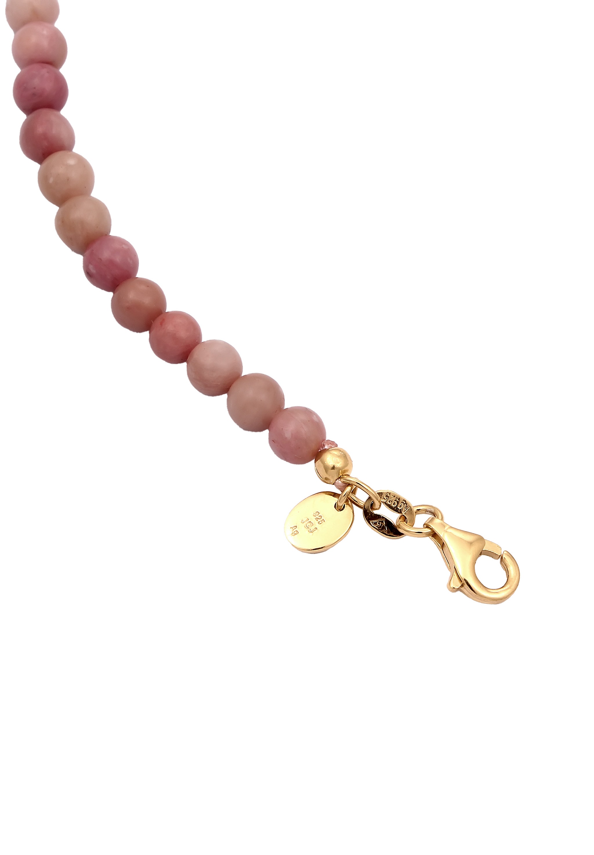 Elli Premium Silberkette »Halskette Perlen Rhodonite Pink 925 Sterling Silber vergoldet«