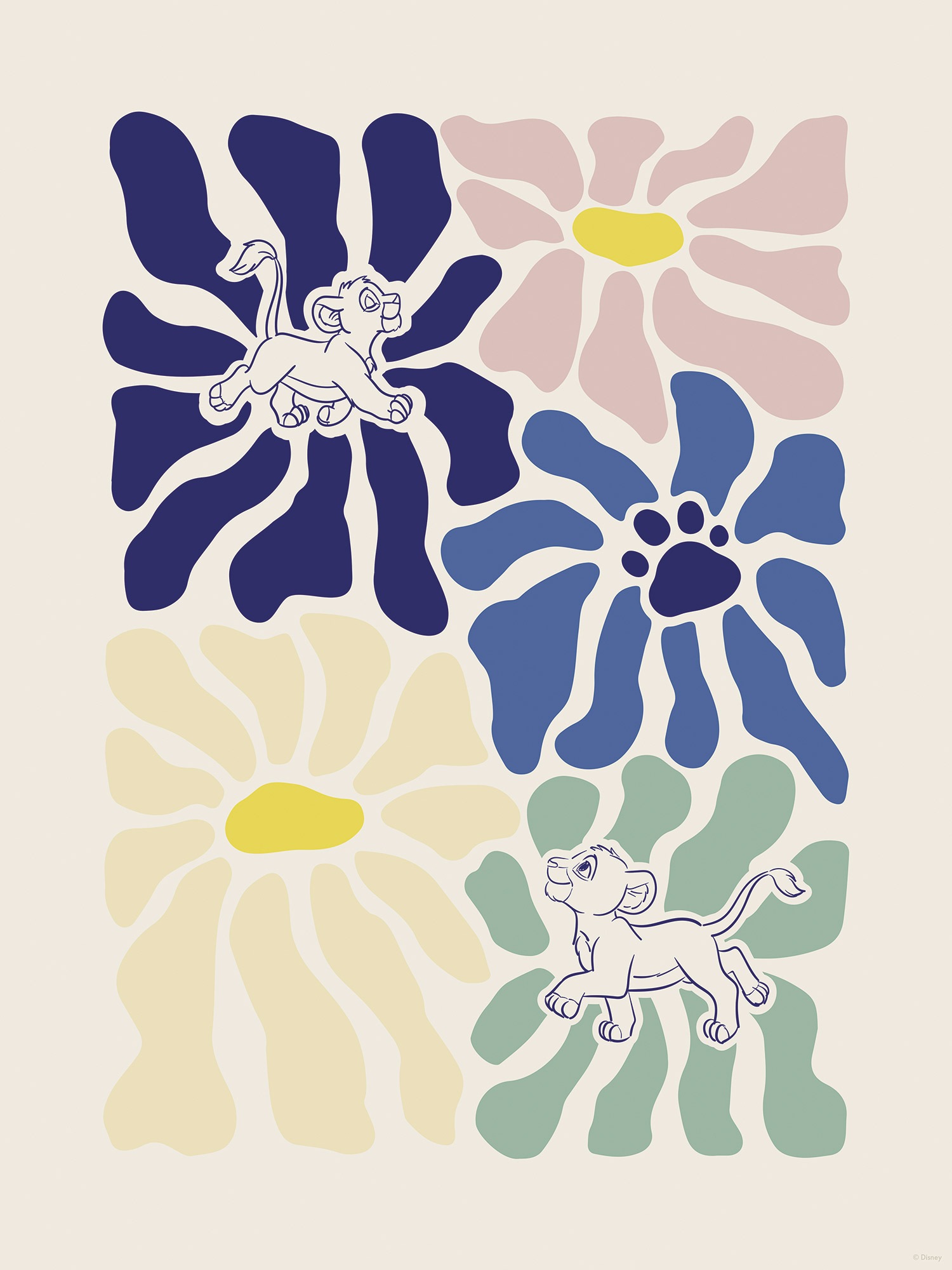 Komar Wandbild »Disney The Lion King Between Flowers«, Disney, (Set, 1 St.), 30 x 40 cm (Breite x Höhe) - Kinderzimmer, Dekoration