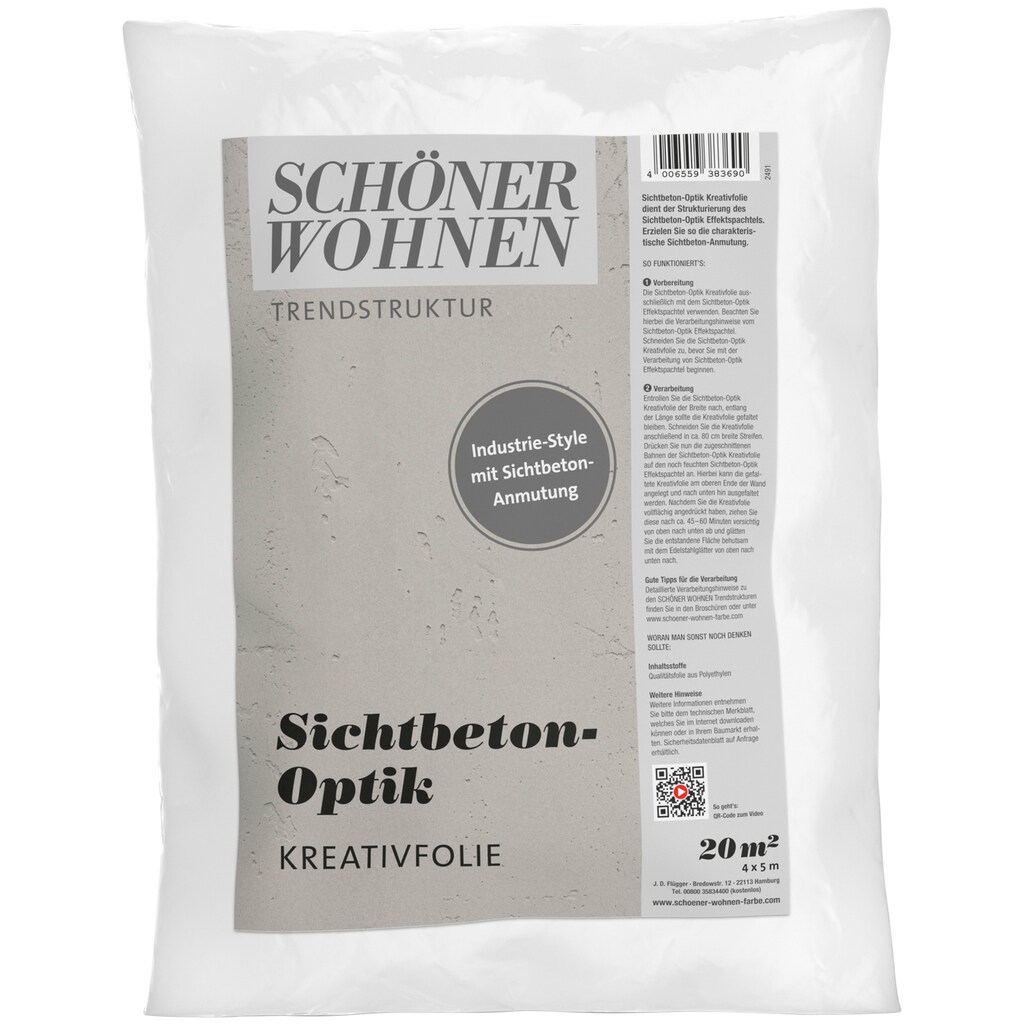 SCHÖNER WOHNEN FARBE Malerset »TRENDSTRUKTUR Sichtbeton-Optik Kreativfolie«, (1 tlg.)