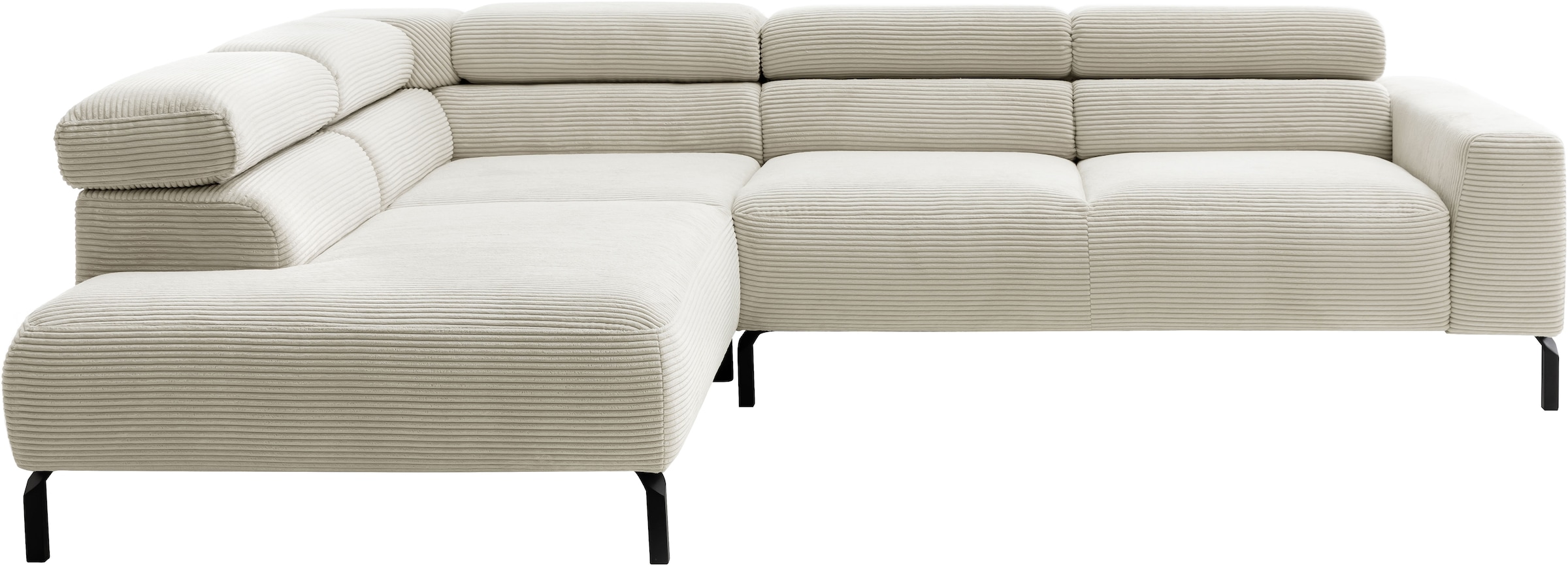 Places of Style Ecksofa »Antonelli, L-Form, inkl. Kopfteilverstellung, Breite 276 cm«, mit elektrischer Sitztiefenverstellung, in Cord, natur