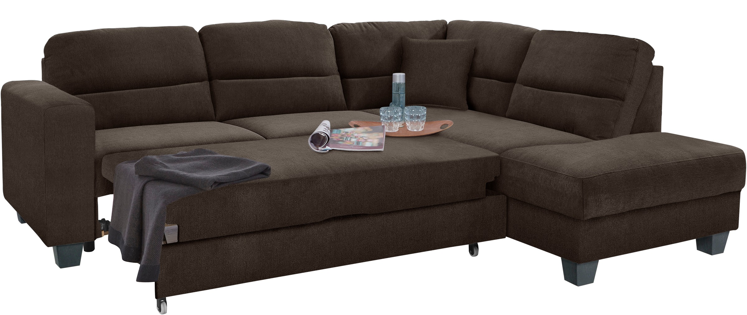 TRENDMANUFAKTUR Ecksofa »Chamber, zeitlos & elegant, bequem, L-Form«, inklusive einer Kopfstütze, wahlweise mit Schlaffunktion