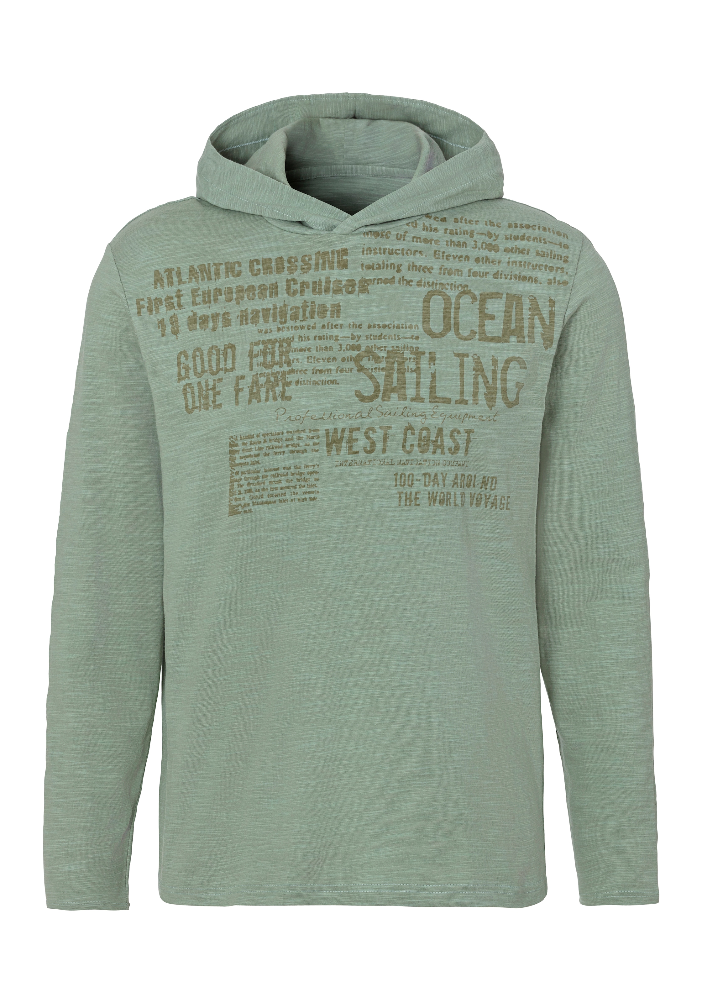 John Devin Kapuzenshirt, Langarmshirt bedruckt mit Kapuze aus strukturierter Baumwoll-Qualität