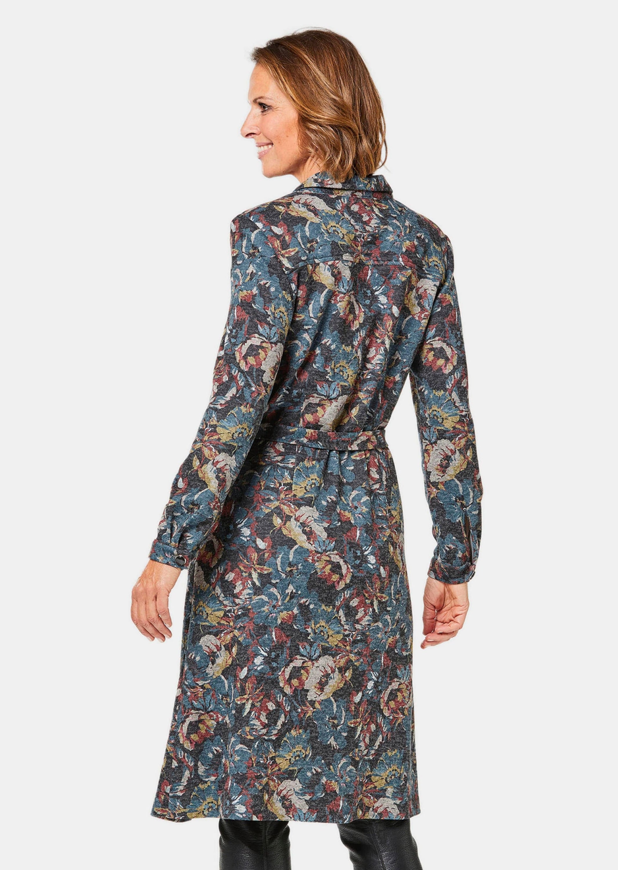 GOLDNER Midikleid »Bluse Hemdblusenkleid mit Bindegürtel«