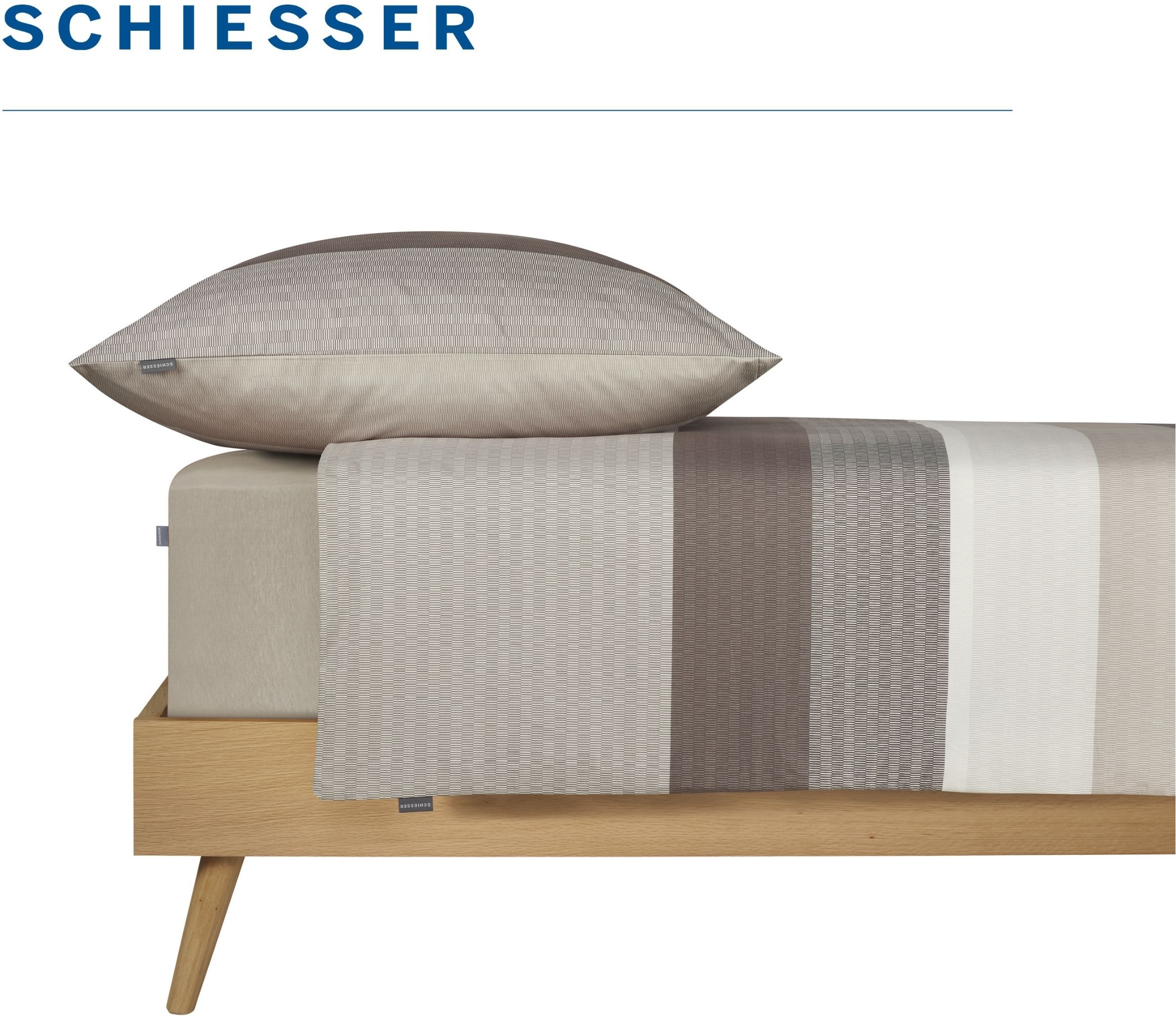 Schiesser Bettwäsche »Endy Stripes aus weicher Baumwolle mit großen und kleinen Streifen« 2 Stk. OEKO-TEX® MADE IN GREEN