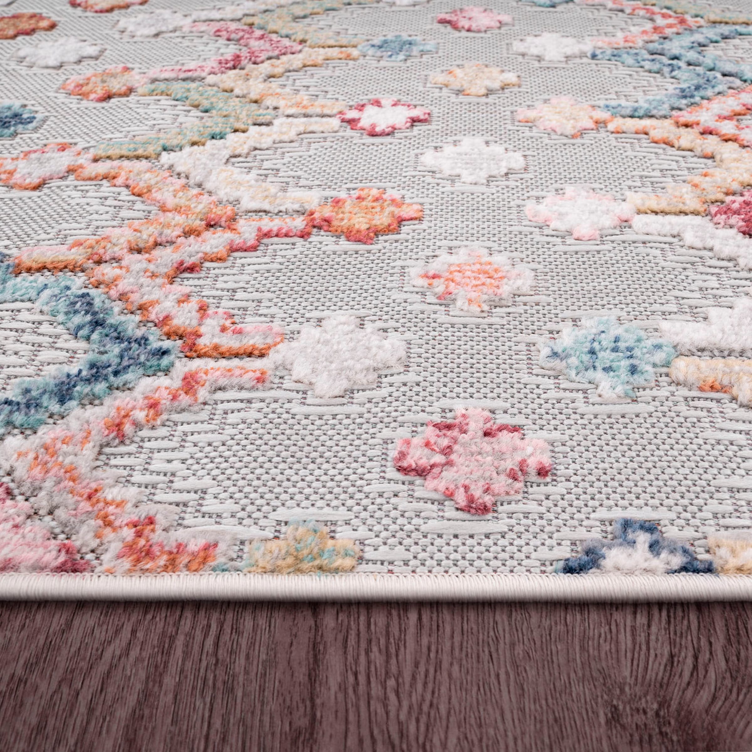 Paco Home Teppich »Fusion 764«, rechteckig, 10 mm Höhe, Kurzflor, Rauten Muster, In- und Outdoor geeignet, Wohnzimmer