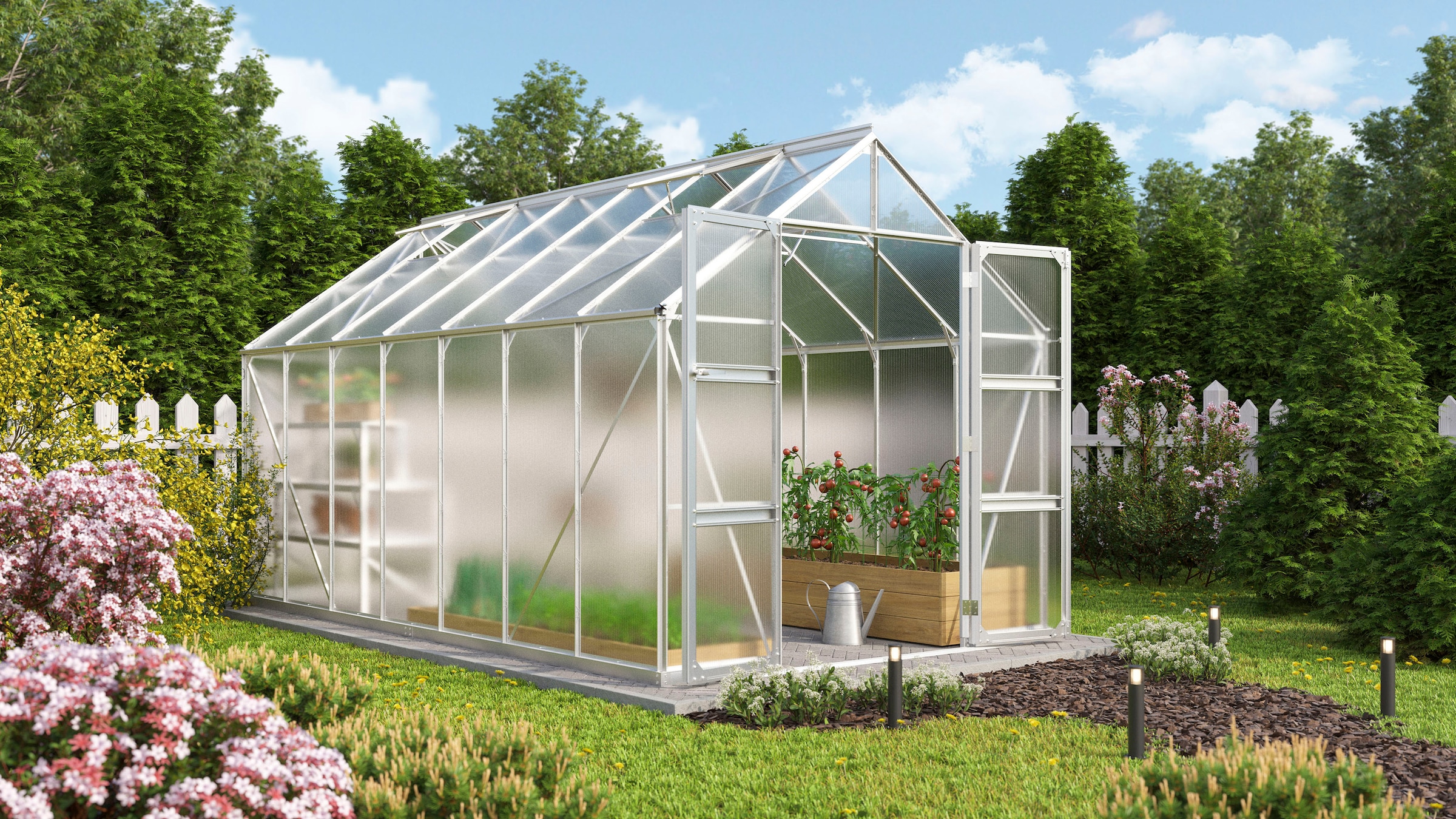 Vitavia Gewächshaus »Domus 11500«, mit Doppelschwingtüren und bodentiefer Türschwelle, 4 mm Hohlkammer