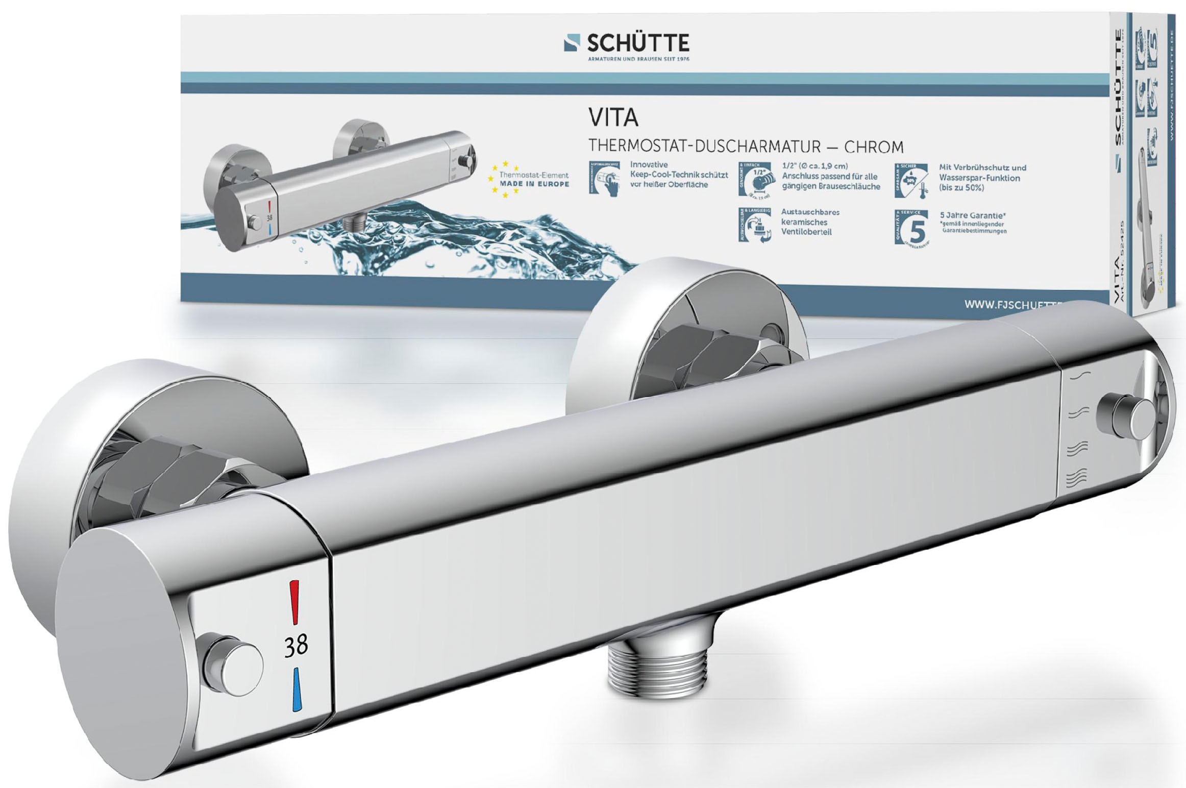 Brausethermostat »VITA«, wassersparende Eco-Stopp-Funkt., Sicherheitssperre,...