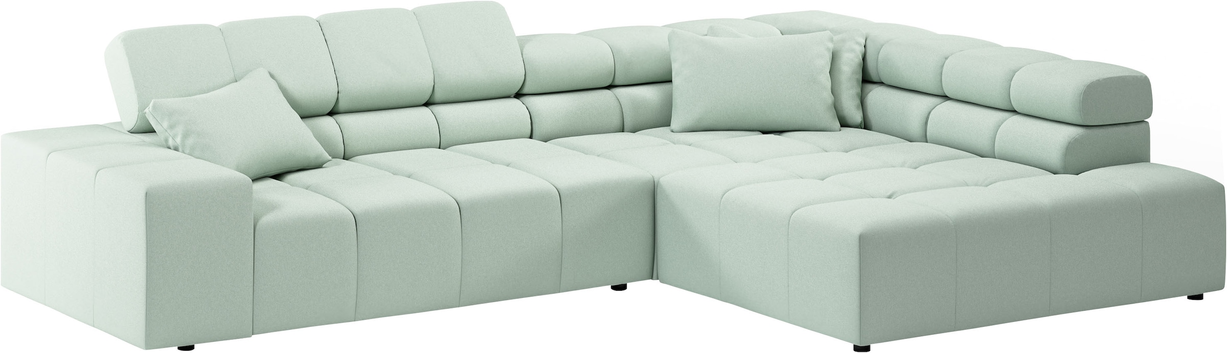 INOSIGN Ecksofa »Ancona incl. Kopfteilverstellung, Zierkissen Breite 319cm, L-Form«, wahlweise motorische Sitztiefenverstellung, auch in Cord + Easy Care