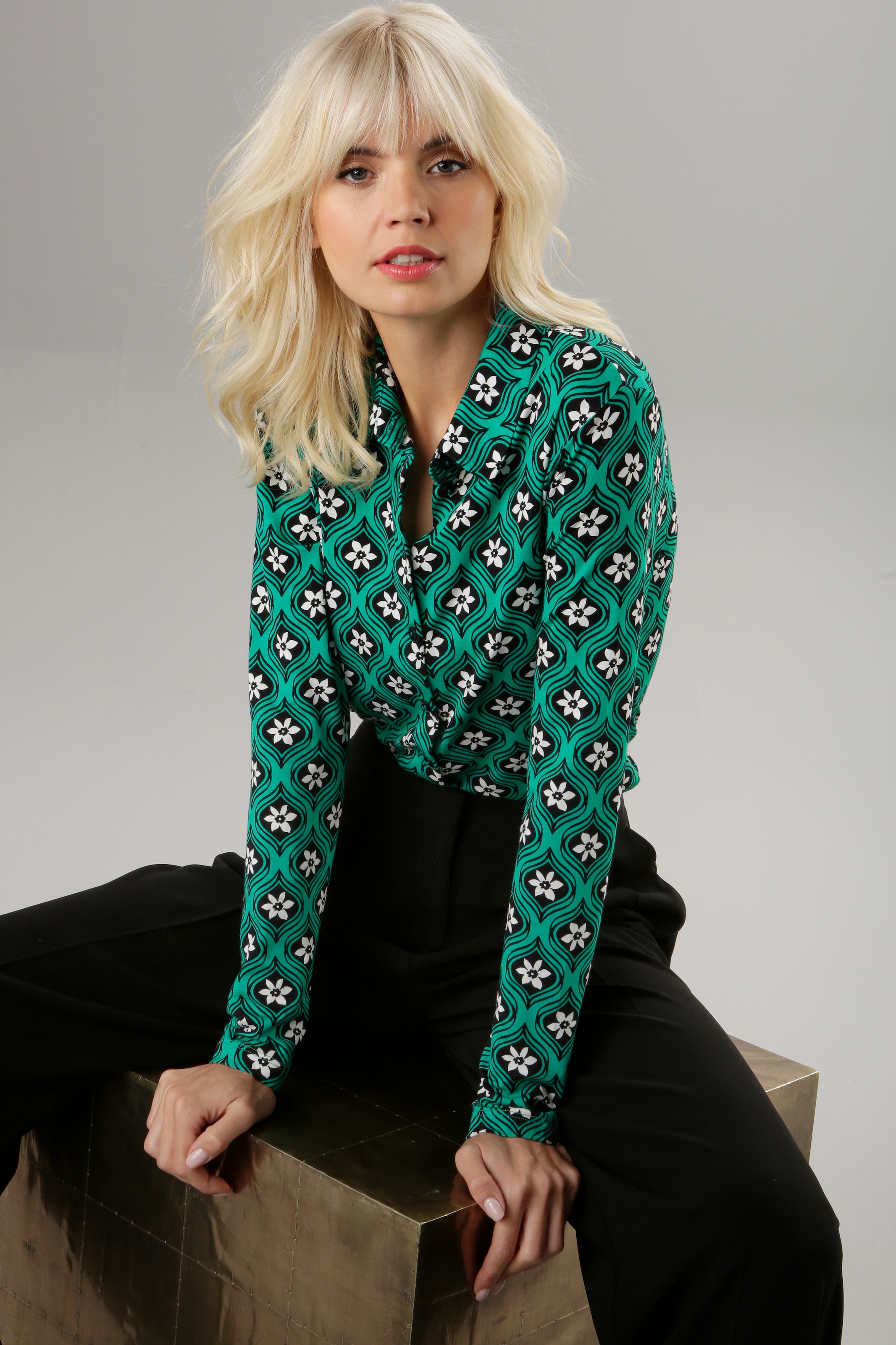 Aniston SELECTED Hemdbluse, im aus Jersey OTTO Shop elastischem Online