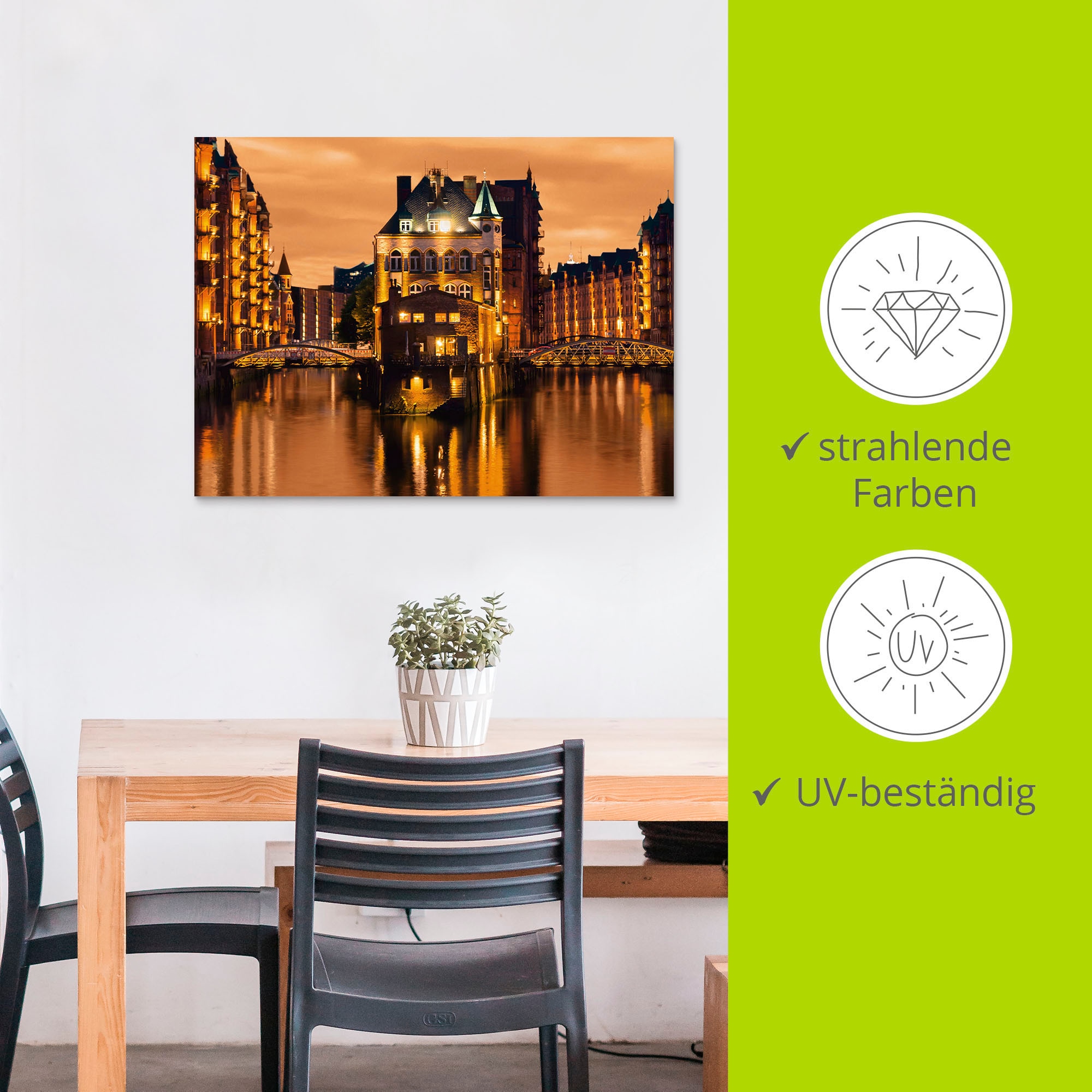 Artland Wandbild »Speicherstadt in Hamburg« Deutschland 1 Stk. tlg. als Alubild, Leinwandbild in verschied. Größen