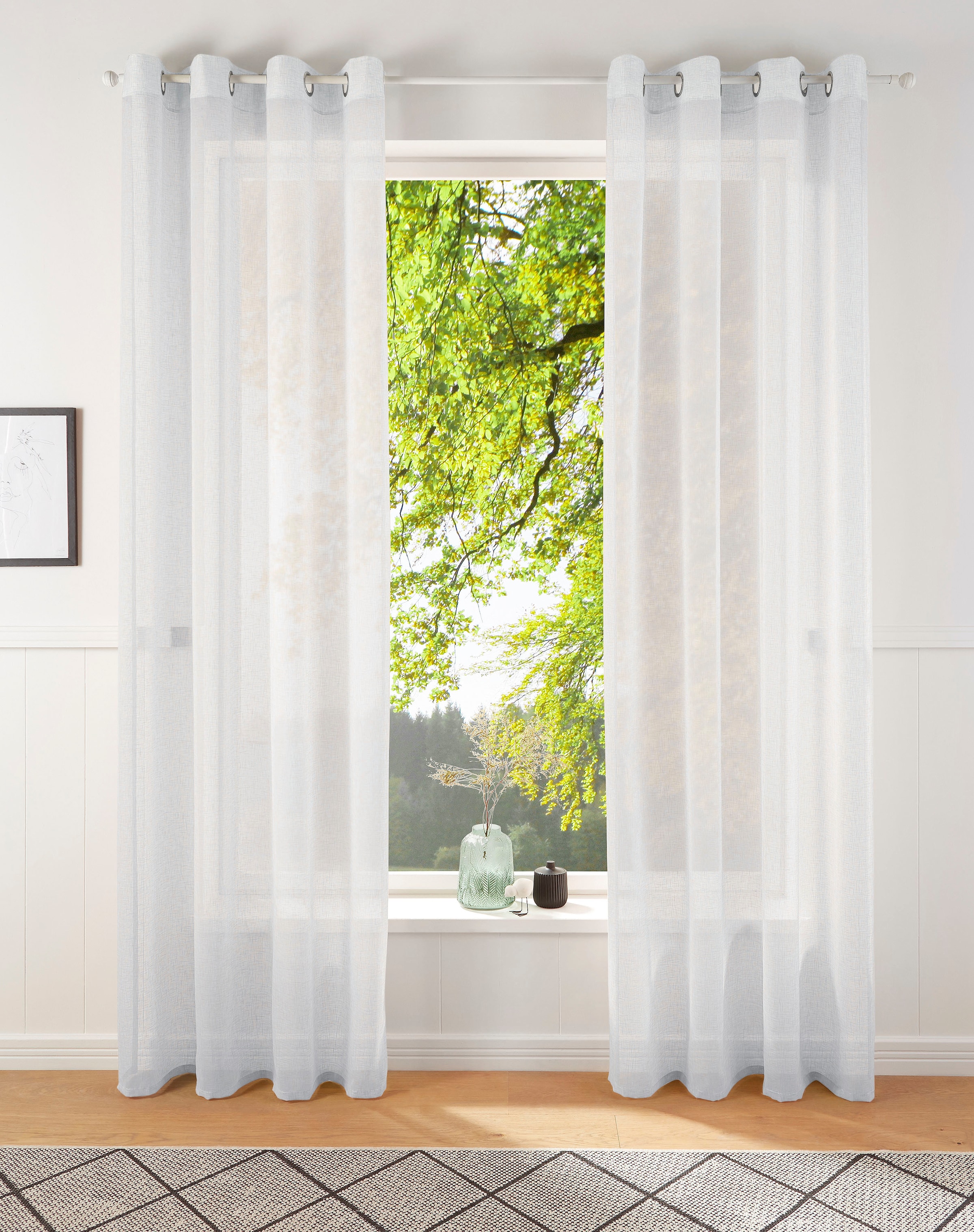 my home Gardine »REGINA«, (2 St.), Vorhang, Fertiggardine, 2-er Set, transparent, modern, Struktur