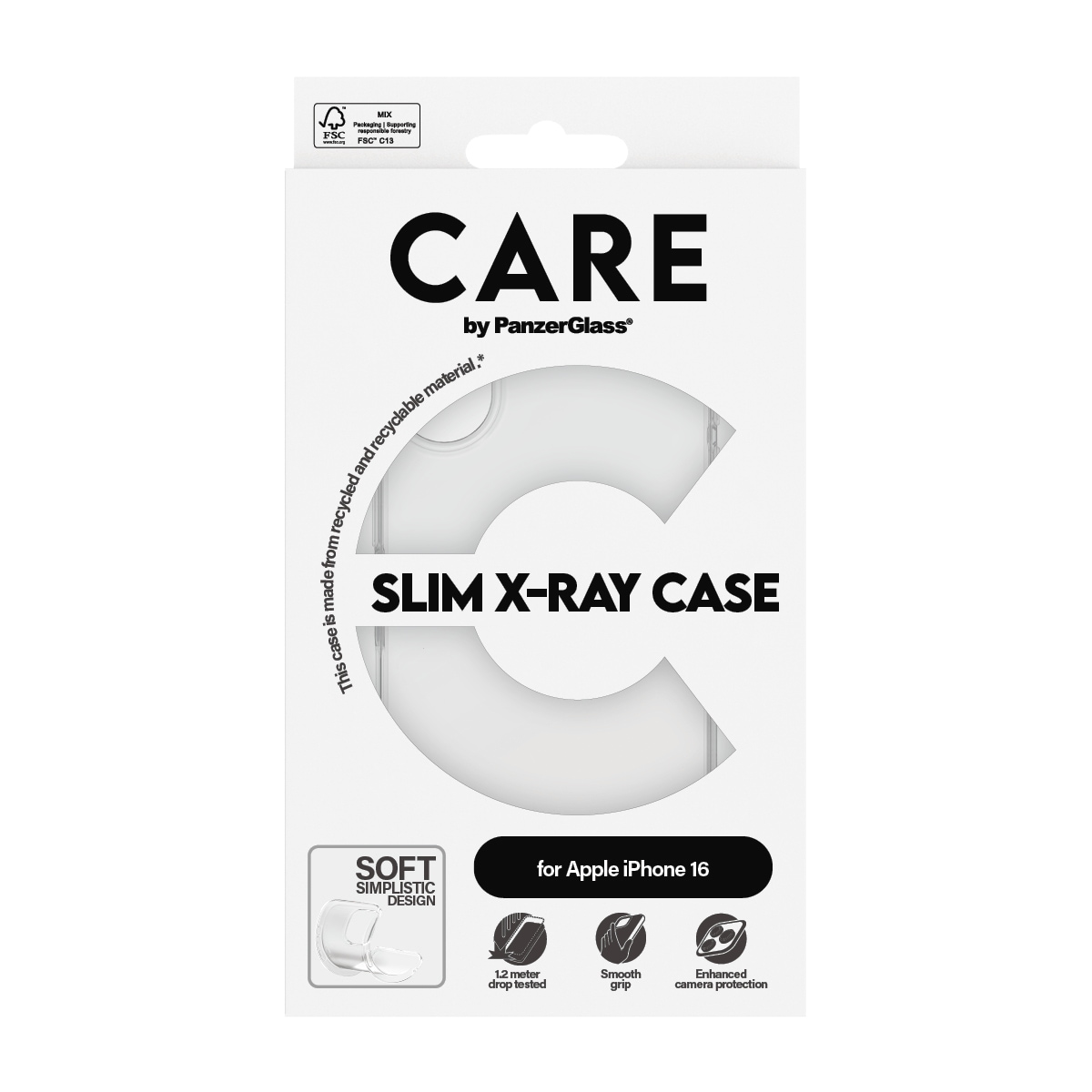 CARE by PanzerGlass Handyhülle »Case Fashion X-Ray Soft Basic Apple iPhone 16«, Backcover, Schutzhülle, Handyschutzhülle, Case, Schutzcase, stoßfest