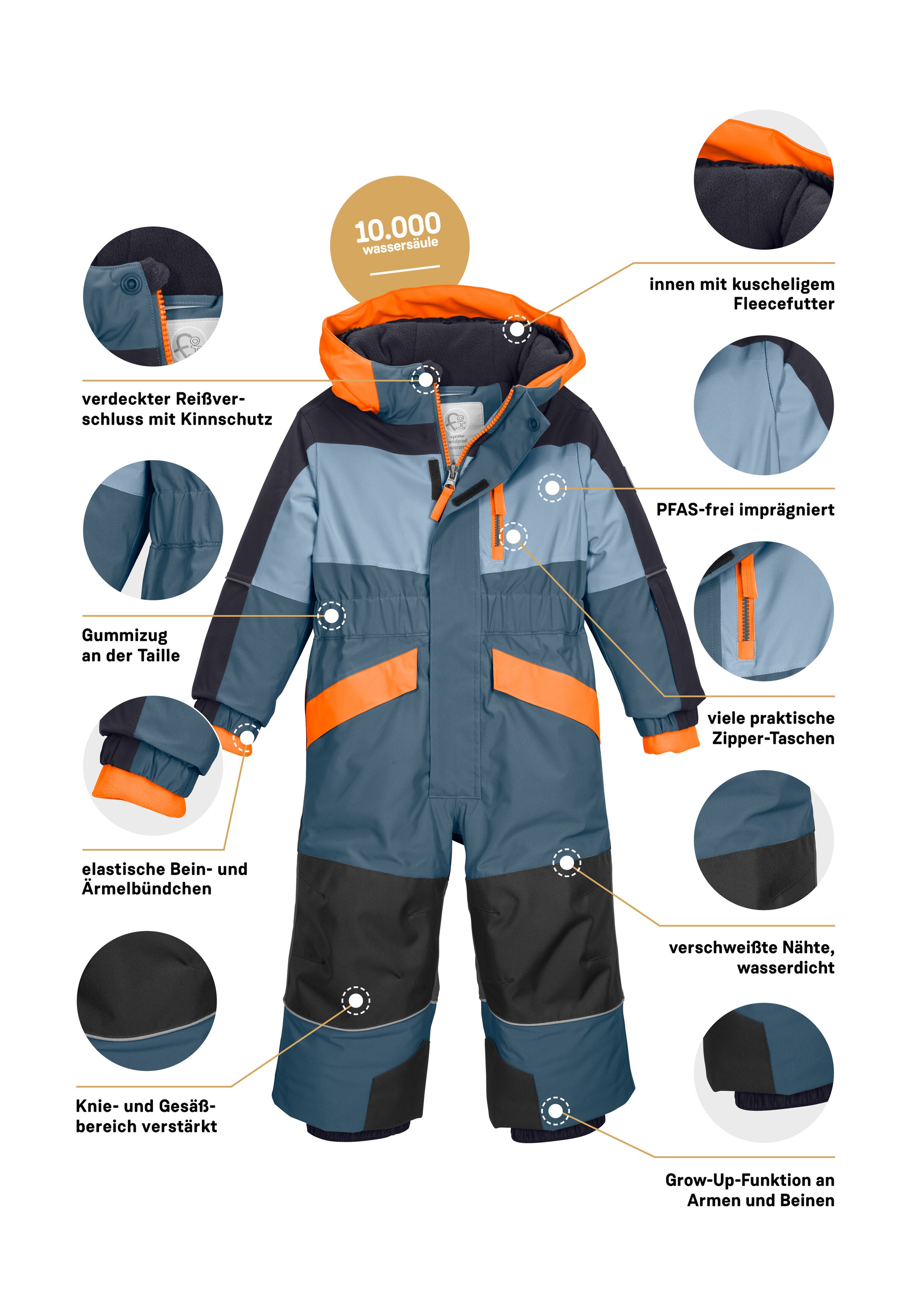 first instinct by killtec Overall »FISW 47 MNS ONPC« Warm gefütterter, wind- u. wasserdichter Schneeanzug, Grow-Up-Funktion