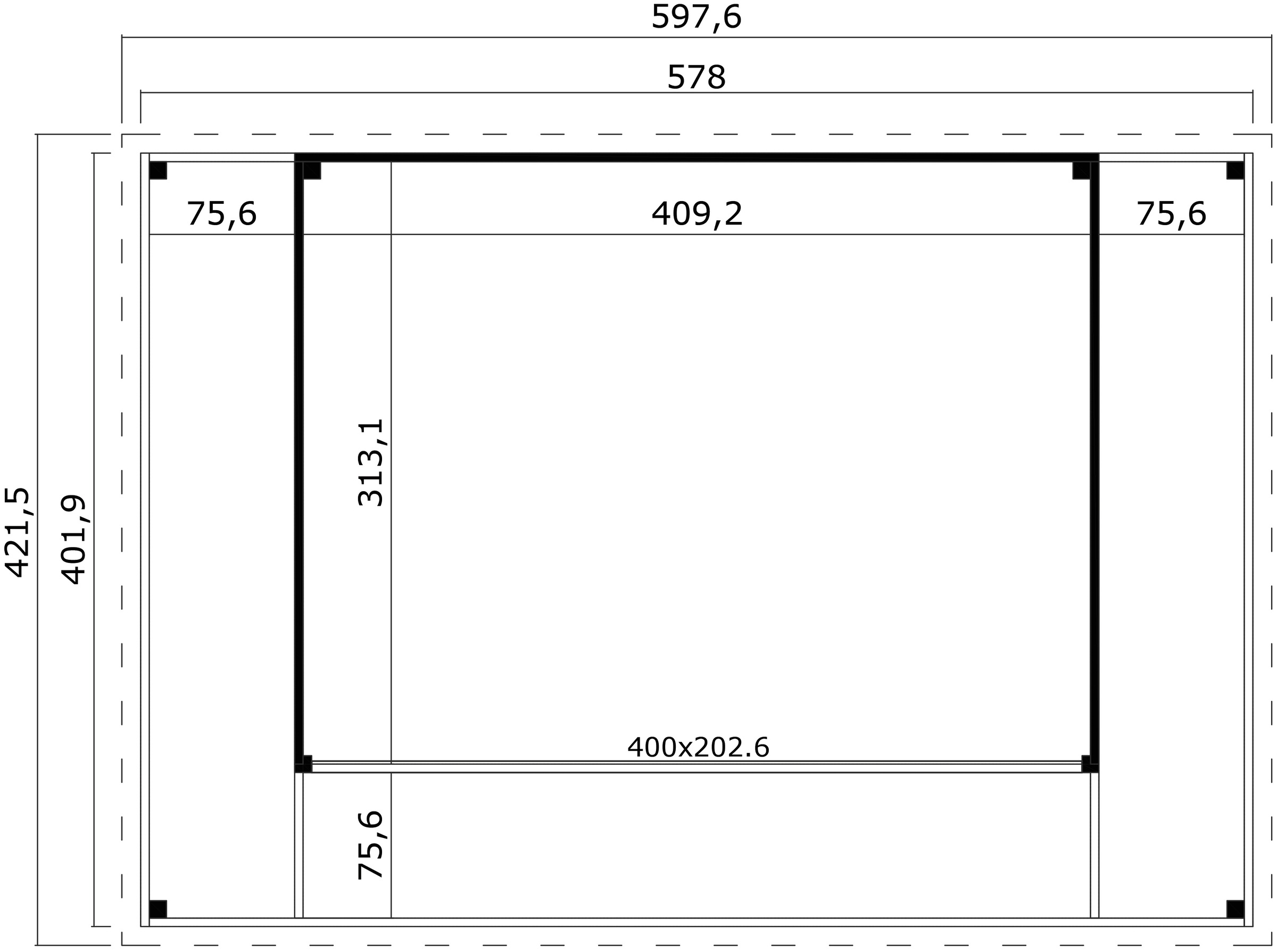 LASITA MAJA Gartenhaus »DOMEO 4 LOGGIA SCHWEDENROT/ANTHRAZIT - NEU«, (Set), mit Überdachung, Fundamentmass 800+4180+800 x 800+3219, Schwedenrot