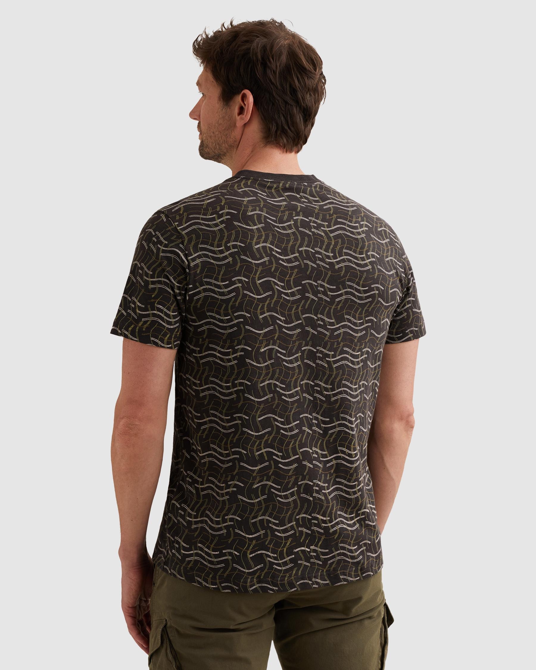 PME LEGEND Kurzarmshirt »T-shirt RH slub jersey alloverprint« gemustert, mit Logo-Badge