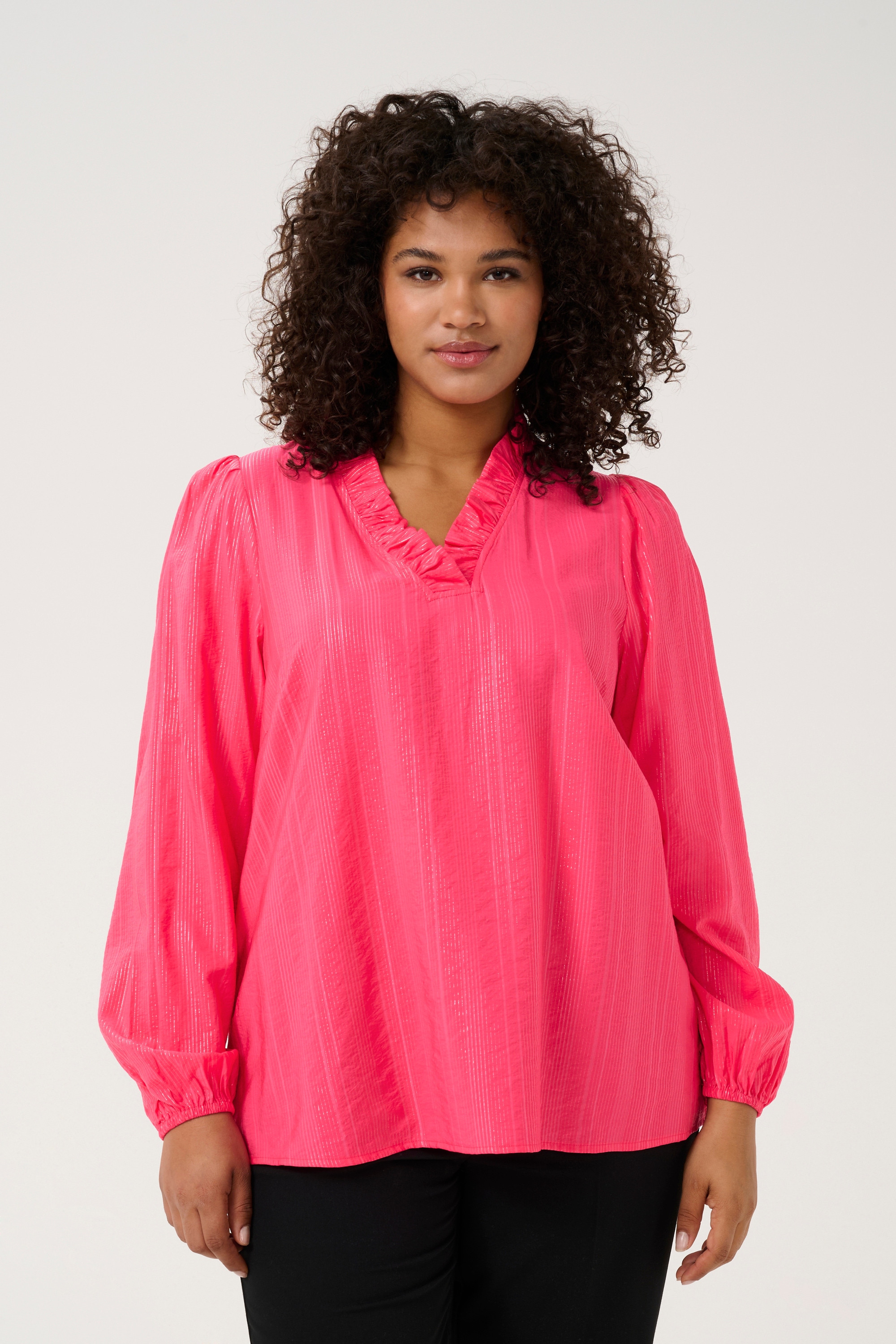 KAFFE Curve Langarmbluse »Damen Langarm-Bluse KCanni«