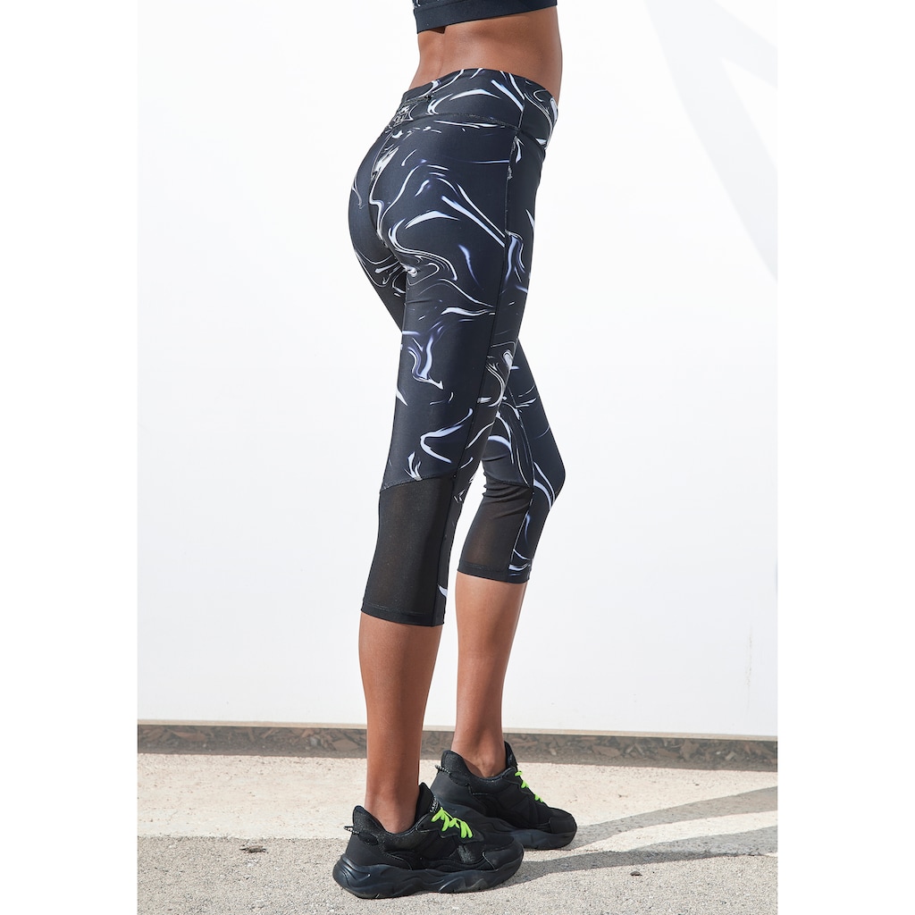 LASCANA ACTIVE Caprileggings »-Sporthose Black Marble«, mit breitem Bund