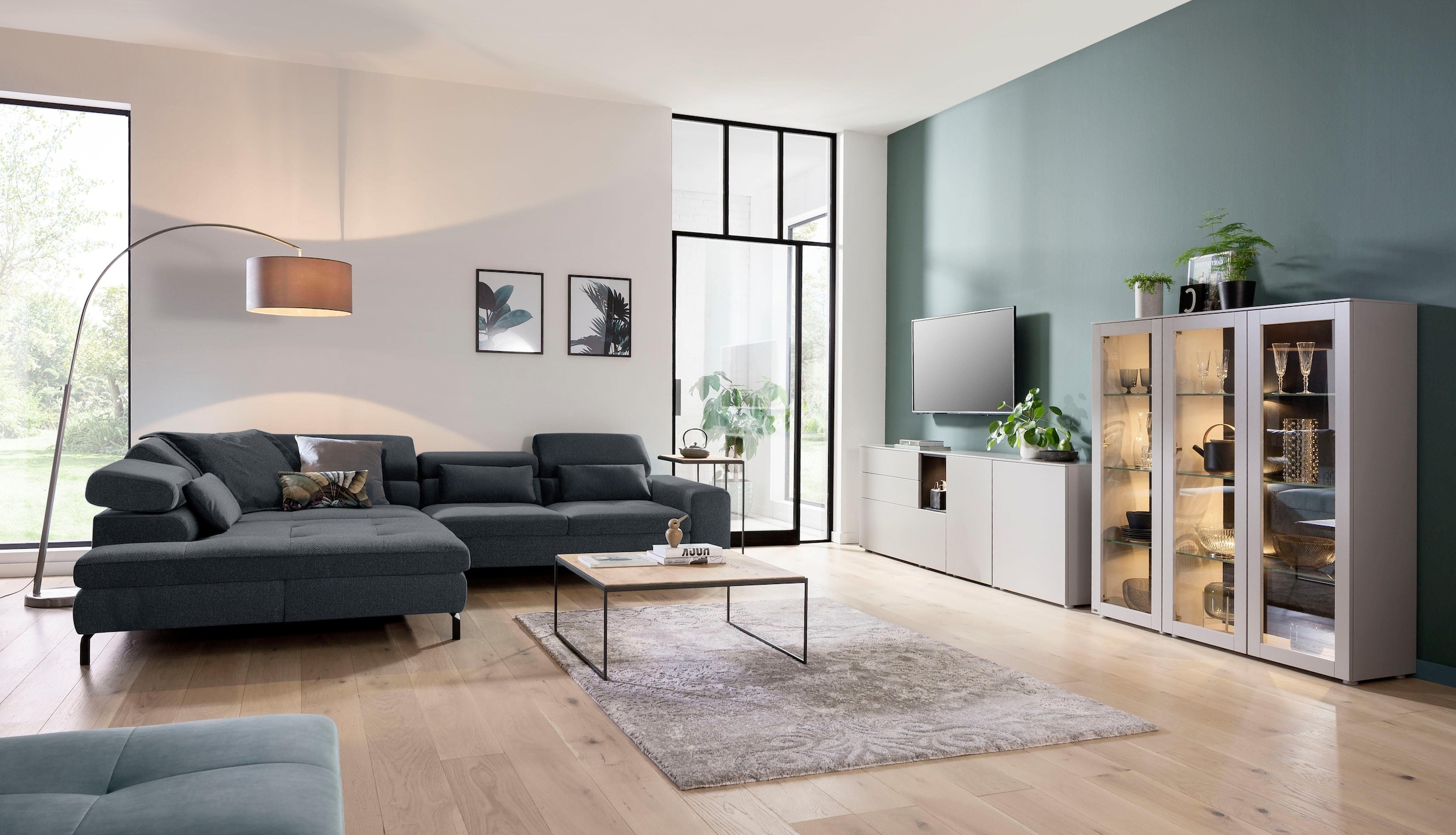 GALLERY M branded by Musterring Ecksofa »Felicia Due L-Form«, Wahlweise mit Sitzvorzug, inkl. Kopfteilverstellung, Sitzhöhe 43 cm