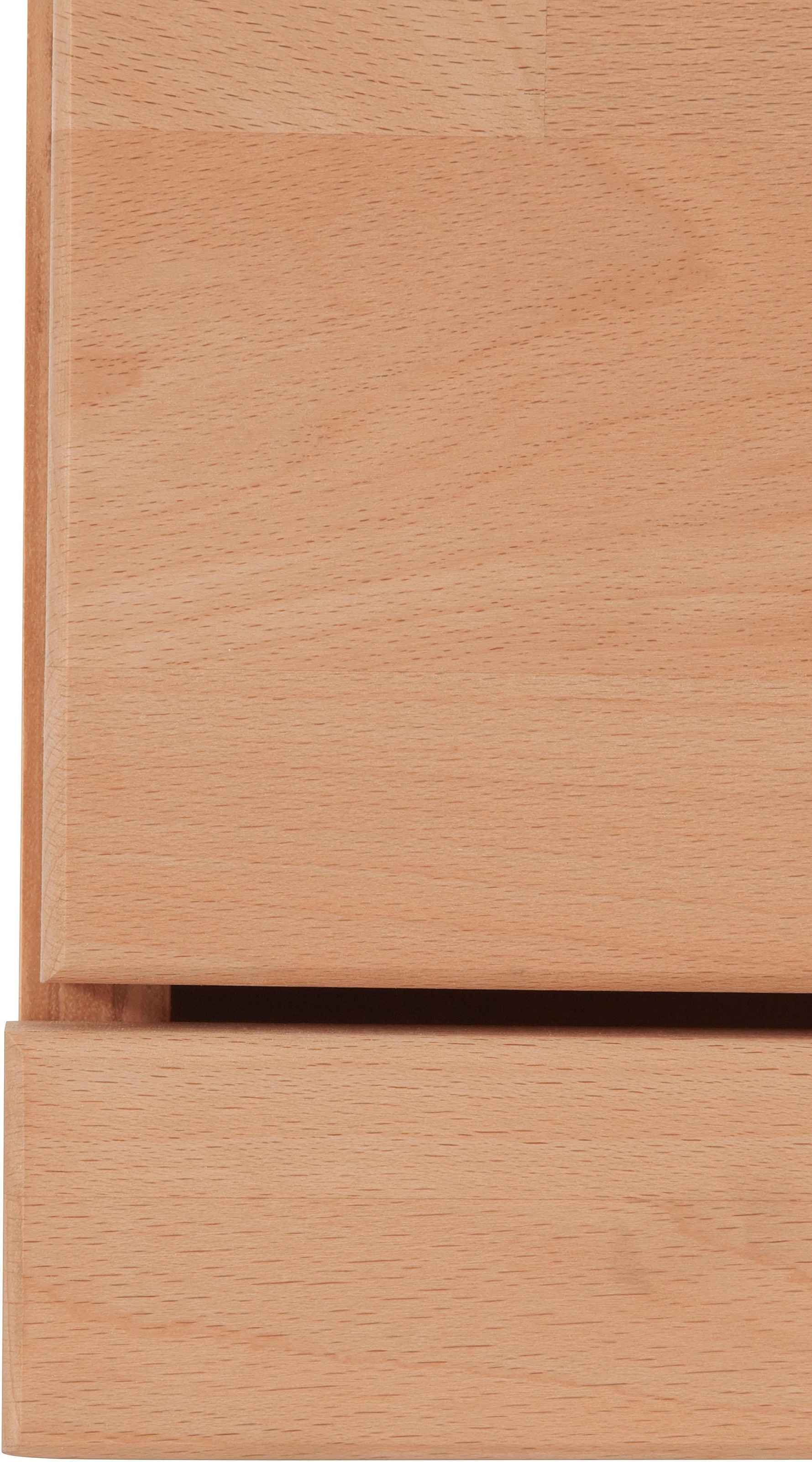 Home affaire Kommode »Ribe 85cm breit,35 cm tief, Fronten Massivholz,2 Türen mit Glaseinsatz«, Holz massiv, Holzwerkstoff,3 breite Fächer