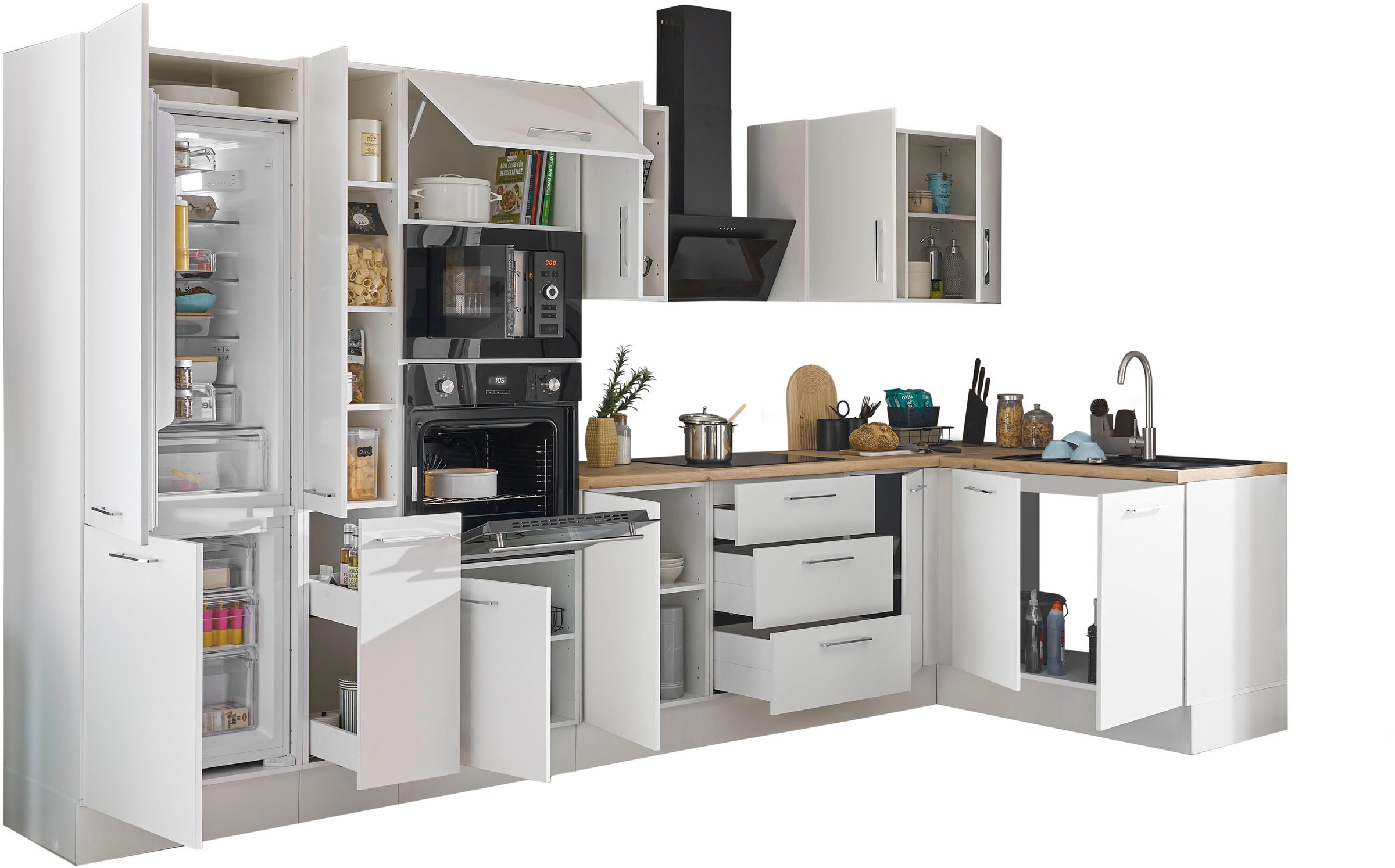 BASIC by Balculina Winkelküche »Turin«, Stellbreite 360x175 cm, wahlweise mit E-Geräten