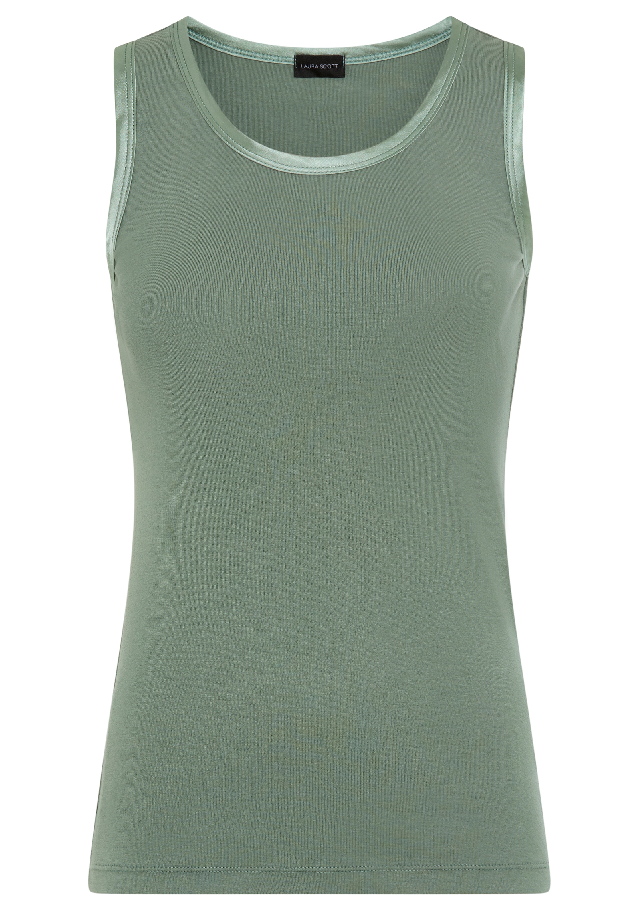 Laura Scott Tanktop mit Satin-Kante, figurnah, ärmellos, aus Baumwolle