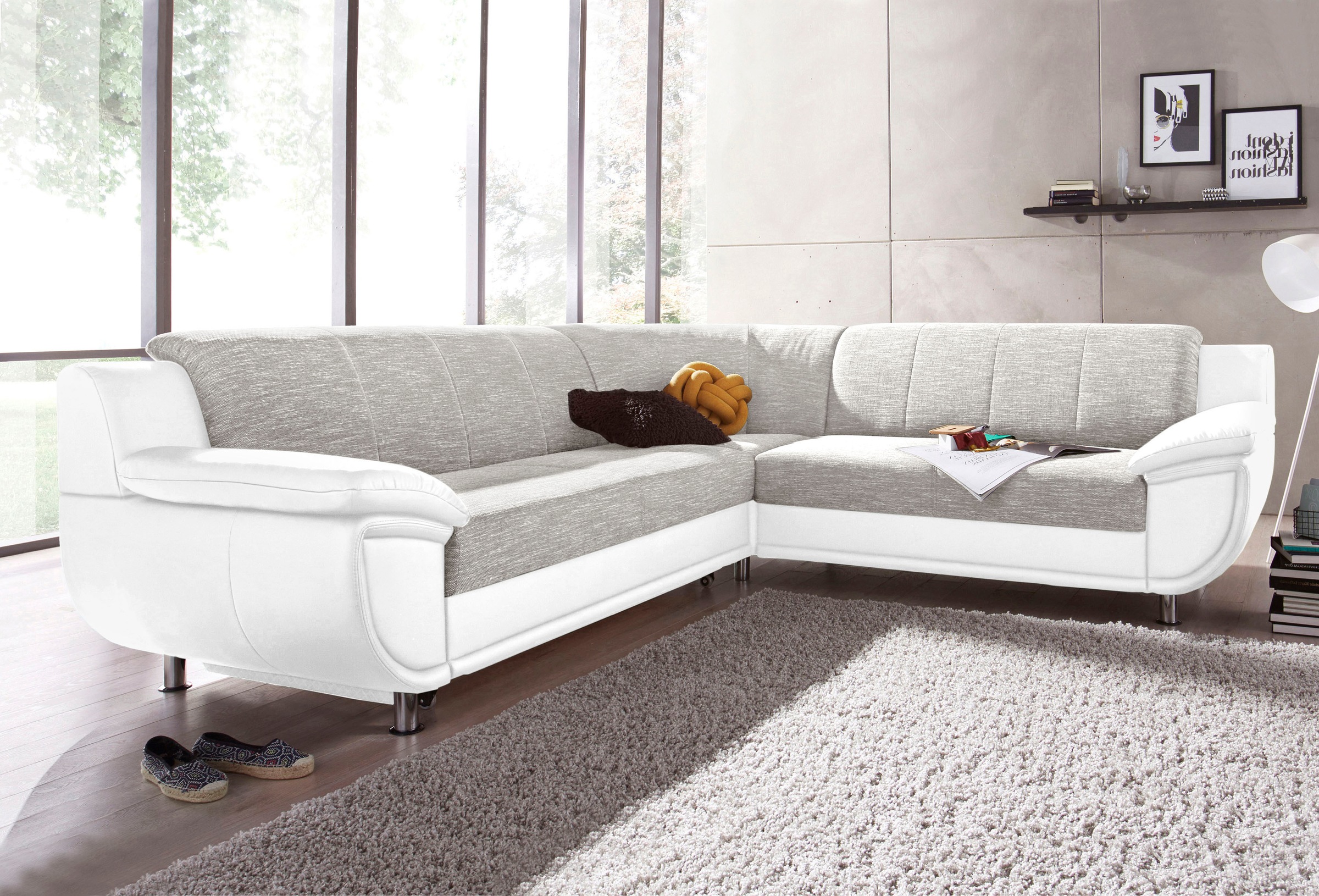 TRENDMANUFAKTUR Ecksofa »Rondo 3, zeitlos und modern, im Materialmix, L-Form«, wahlweise Federkern für hohen Sitzkomfort, wahlweise Bettfunktion